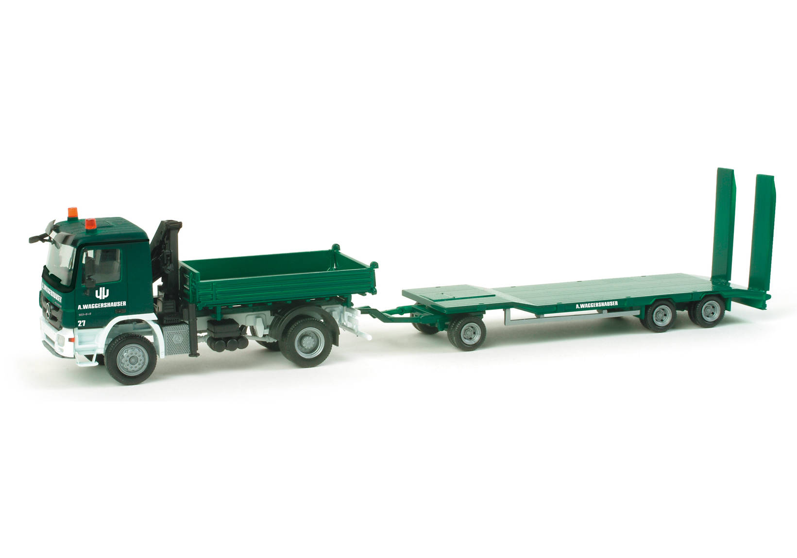 Mercedes-Benz Actros construction site dumper with Goldhofer TU3 trailer "Waggershauser"