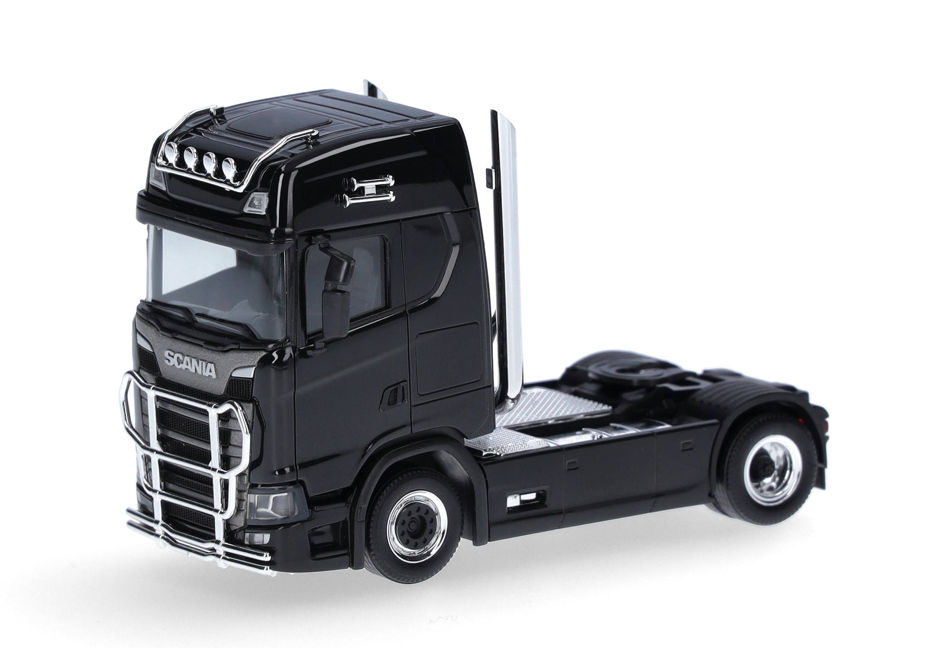 Scania CS 20 high roof rigid tractor with lamp bar and protection bar 2axles, black