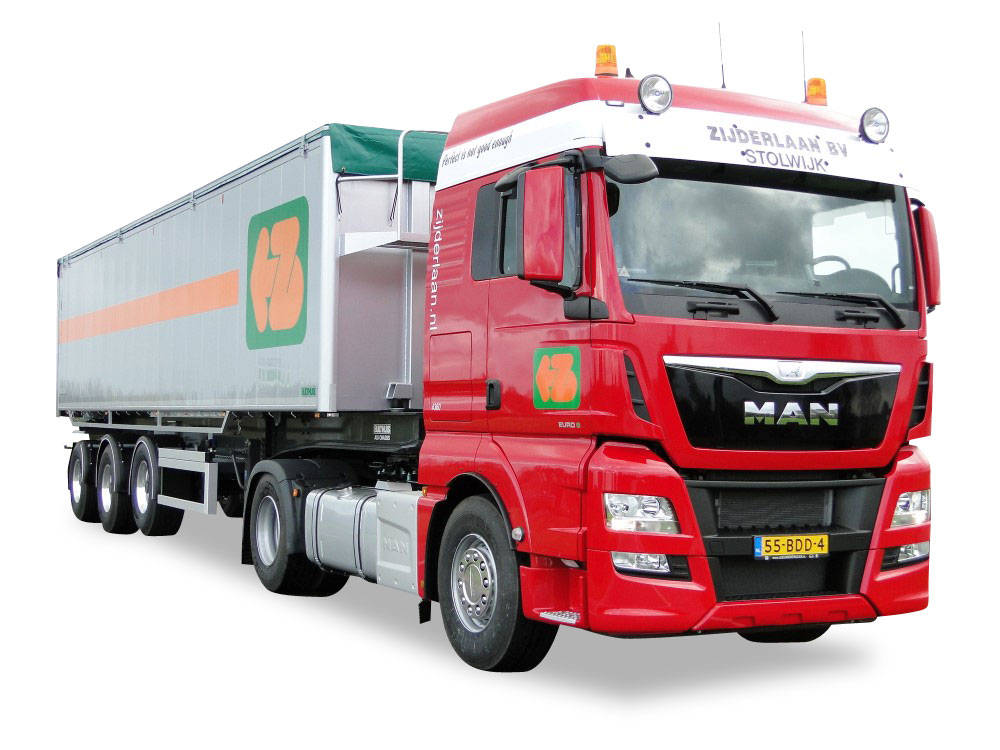 MAN TGX XLX Euro 6 with bulk good semitrailer "Zijderlaan"