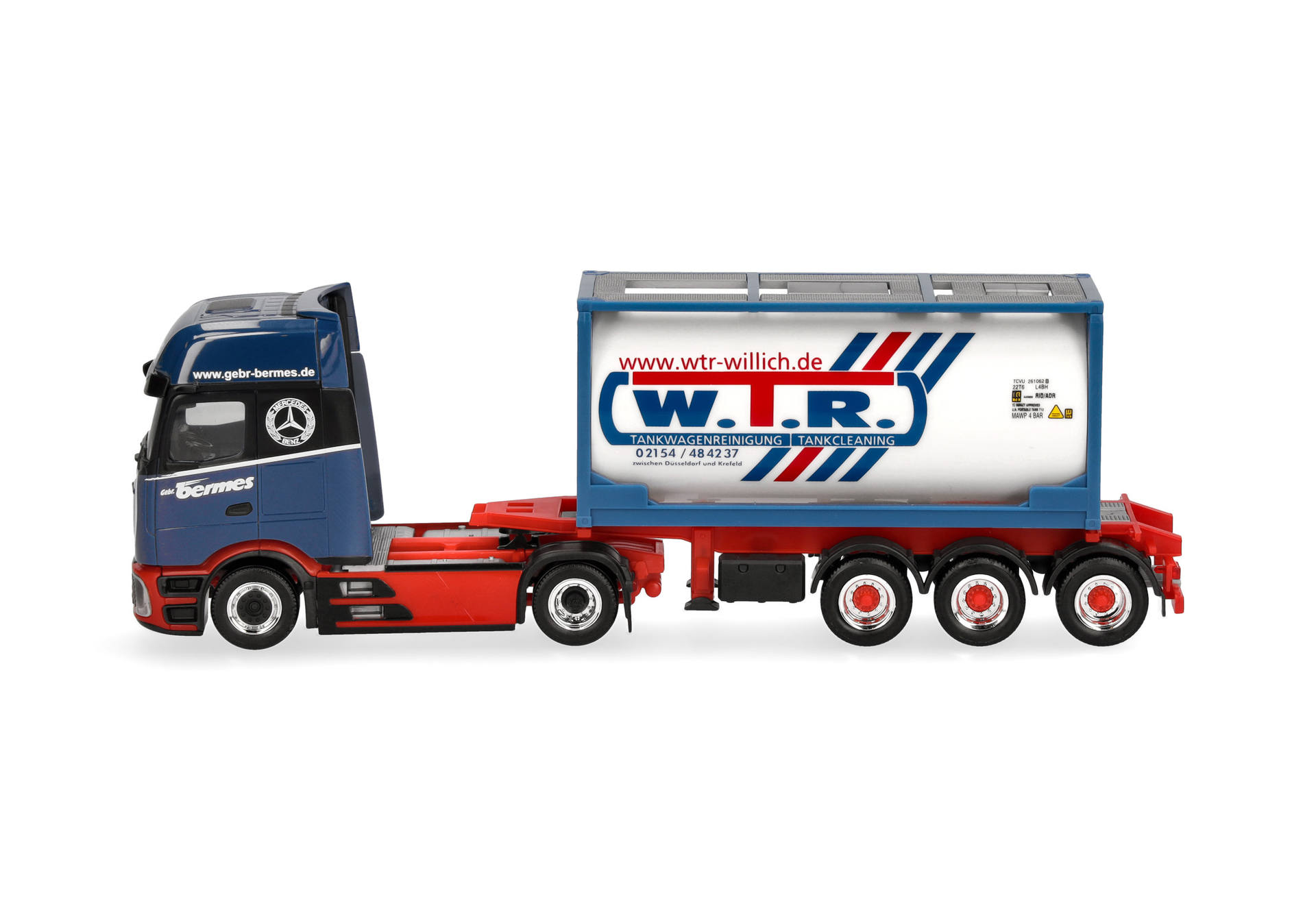 Spielzeugtruck, Lastwagen mit Anhänger, Modellfahrzeug, blau roter Lastwagen, Containeranhänger, Lastwagen, Sattelzugmaschine, Anhänger, Tankwagen, Modellauto
