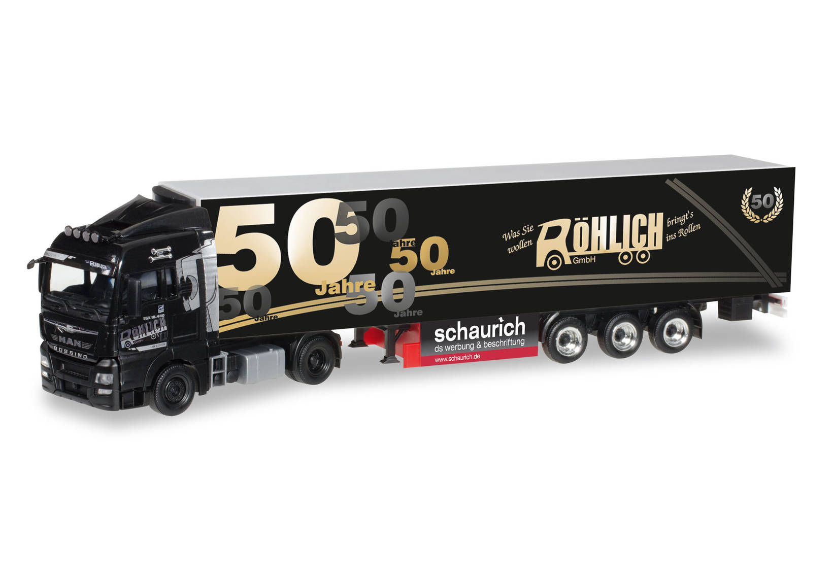 MAN TGX XLX Euro 6 refrigerated box semitrailer "50 years Röhlich"