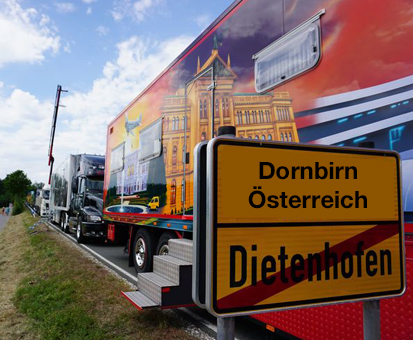 truck, trailer, colorful, sign, lorries