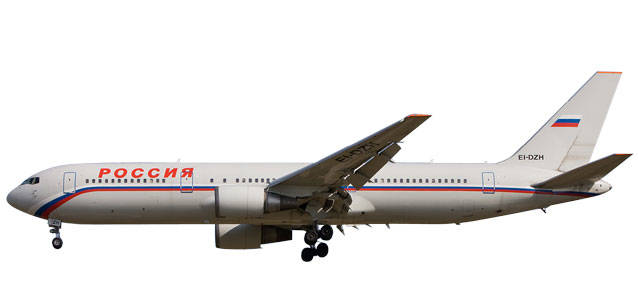 Rossiya Boeing 767-300. This item comes / came in Wooster branded packaging.