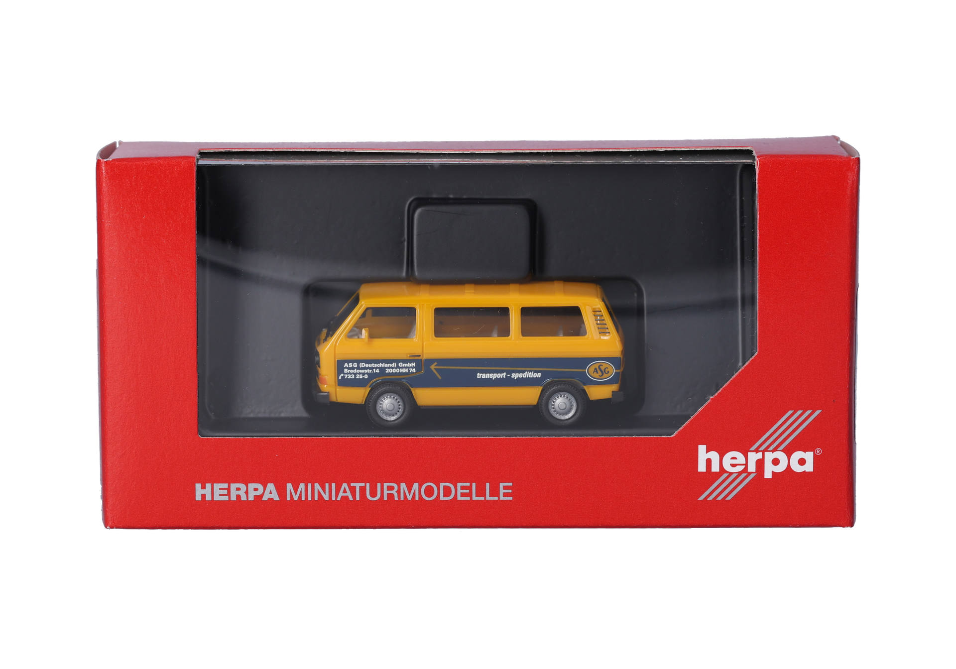 model car, diecast van, yellow vehicle, miniature, packaged