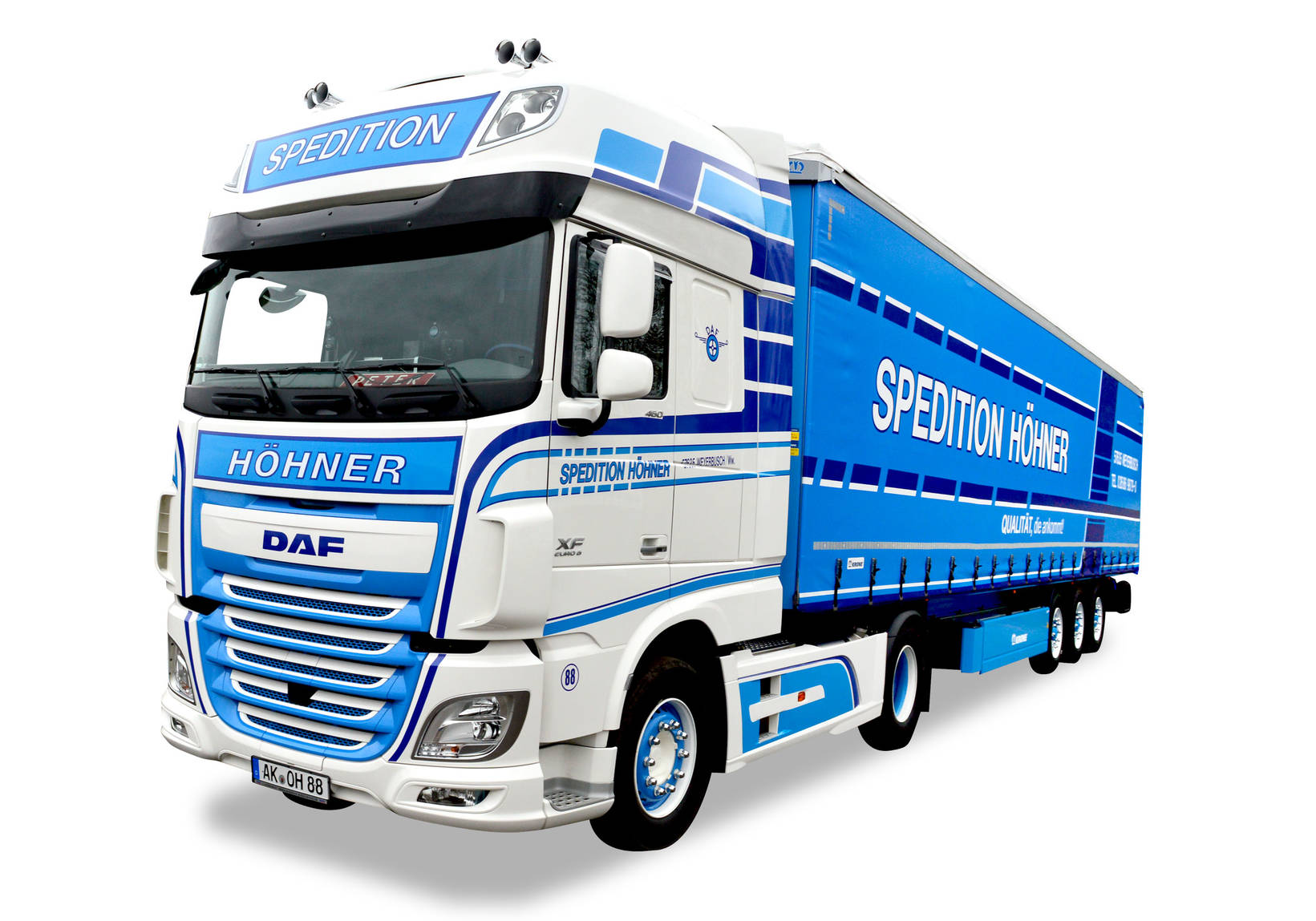 DAF XF Euro 6 SSC Gardinenplanen-Sattelzug "Höhner"