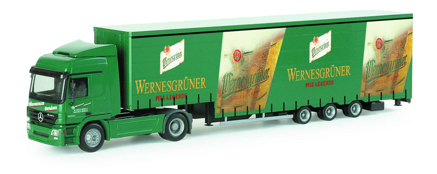 Mercedes-Benz Actros L jumbo canvas semitrailer "Wernesgrüner"