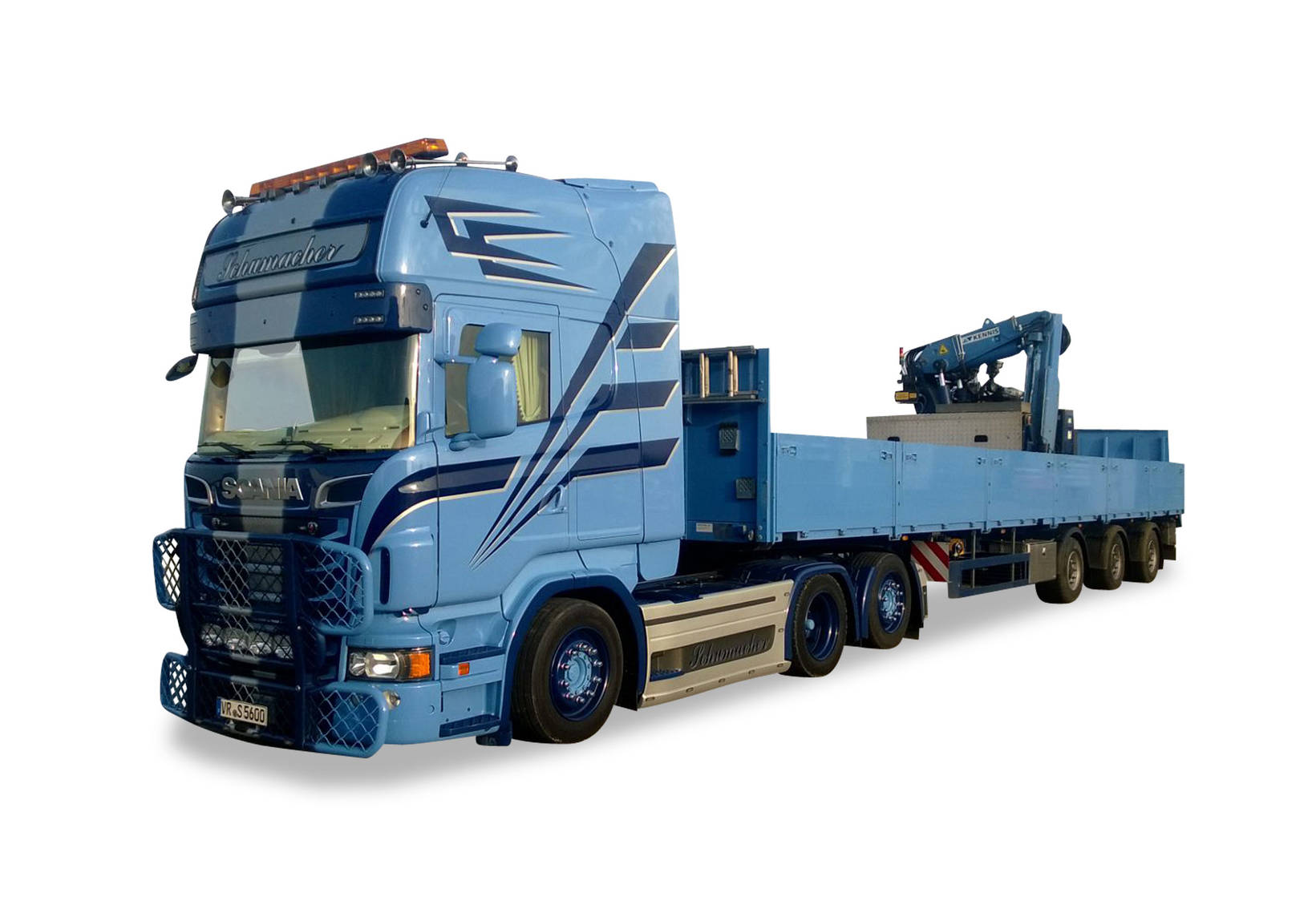 Scania R TL building materials semitrailer "Schumacher"
