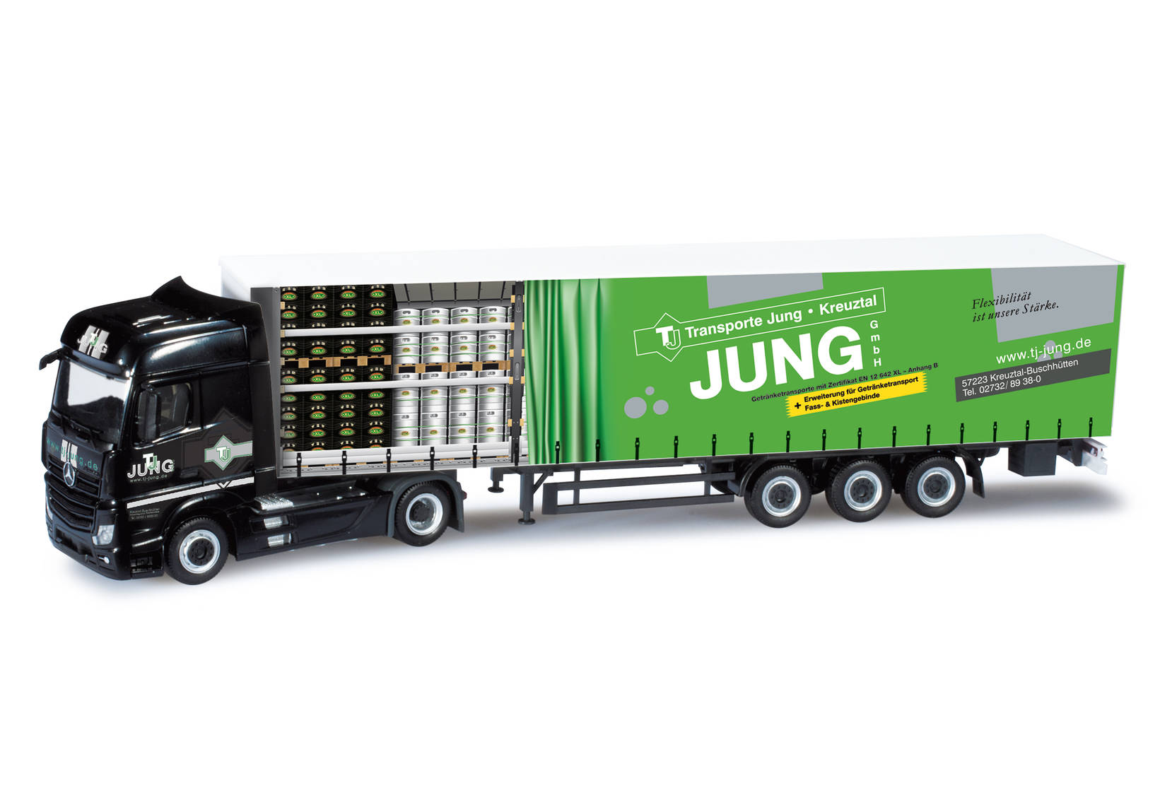 Mercedes-Benz Actros Bigspace curtain canvas semitrailer "TJ Jung"