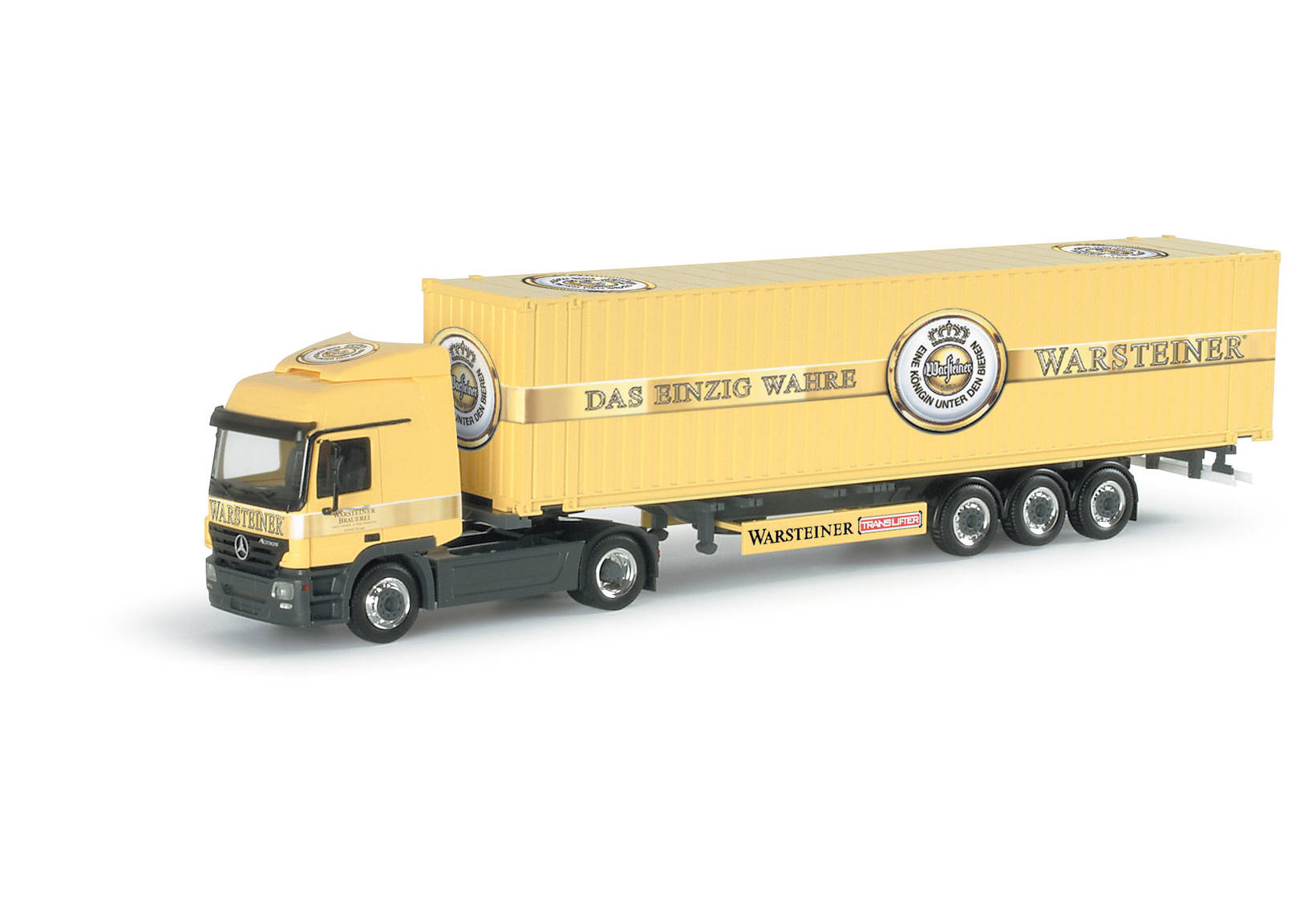 Mercedes-Benz Actros L highcube container semitrailer "Warsteiner / Merk"