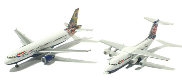 British Airways set "World Image" (including A320 "Water Dreaming" & BAe 146 "Chelsea Rose" )