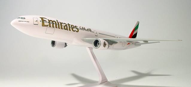 Emirates Boeing 777-300. This item comes / came in Wooster branded packaging.