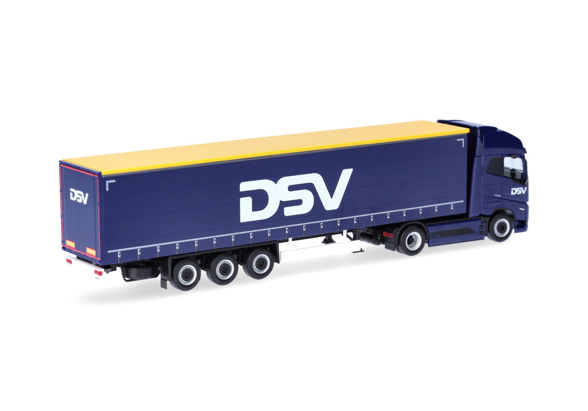truck, semi-trailer, blue trailer, cargo trailer, blue with yellow top