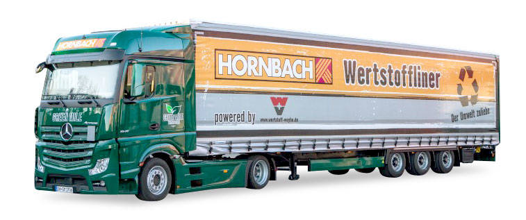 Mercedes-Benz Actros Bigspace Lowliner semitrailer "Hornbach"