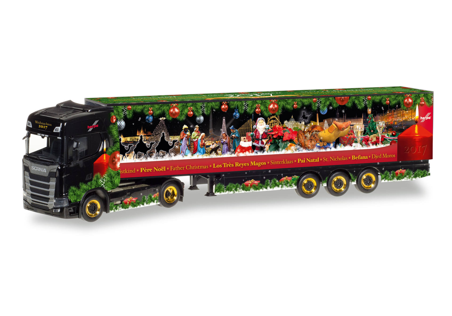 Herpa Scania Cs Hd Koffer Sattelzug Herpa Weihnachtstruck