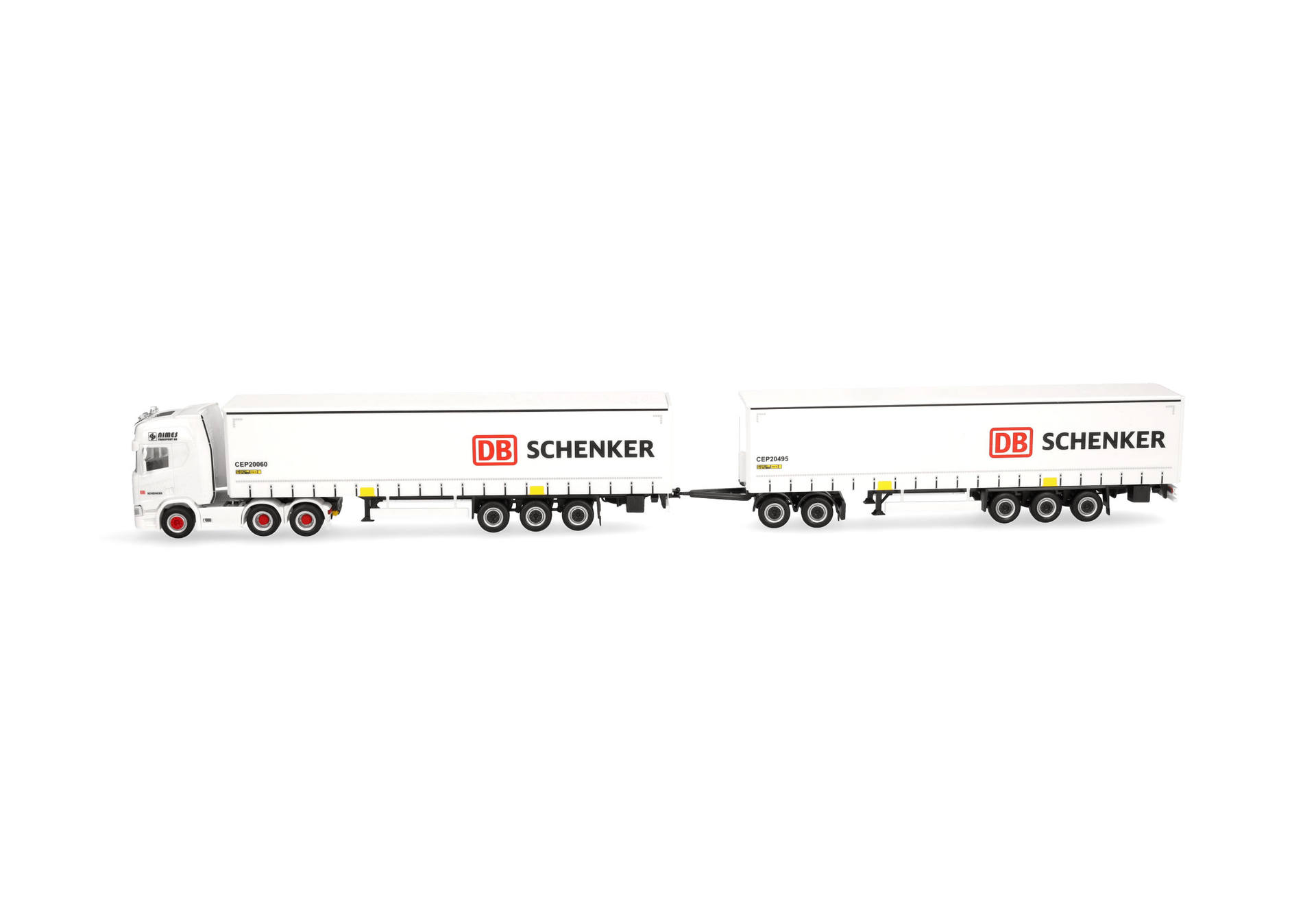 Scania CR 20 HD Kühlkoffer-Sattelzug mit zweitem Auflieger (Lang-LKW) "DB Schenker" (Schweden)