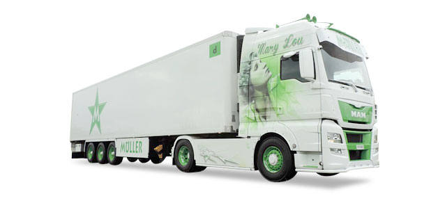 MAN TGX XXL Euro 6 refrigerated semitrailer "Müller"
