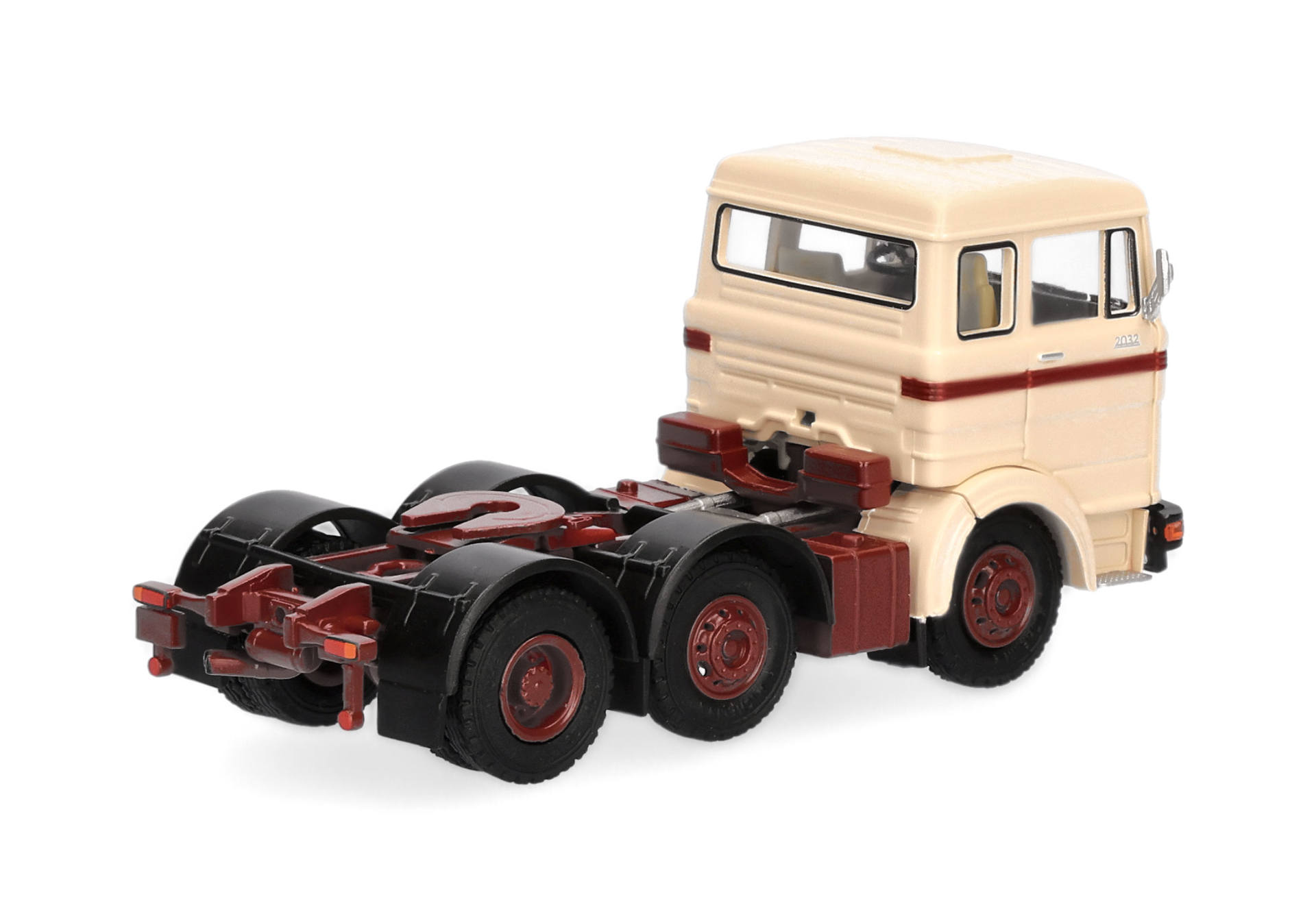 truck, semi-truck, model truck, toy vehicle, cream color