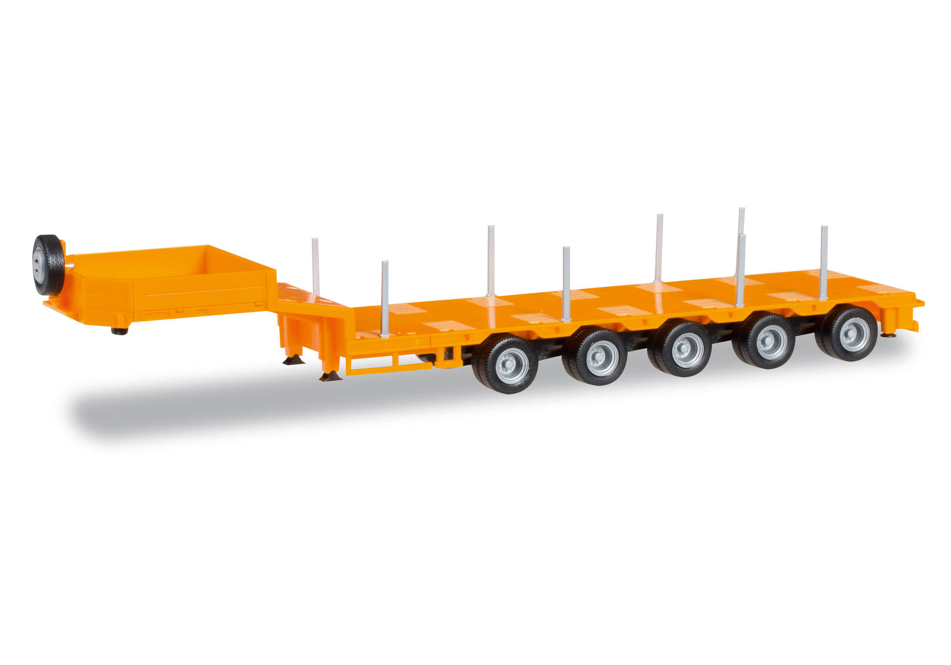 Goldhofer low boy trailer 5-axle with enclosed chutes, orange