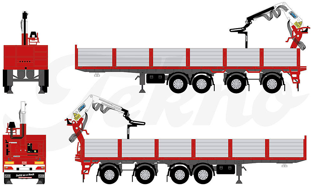 Stone trailer 4-axles, red