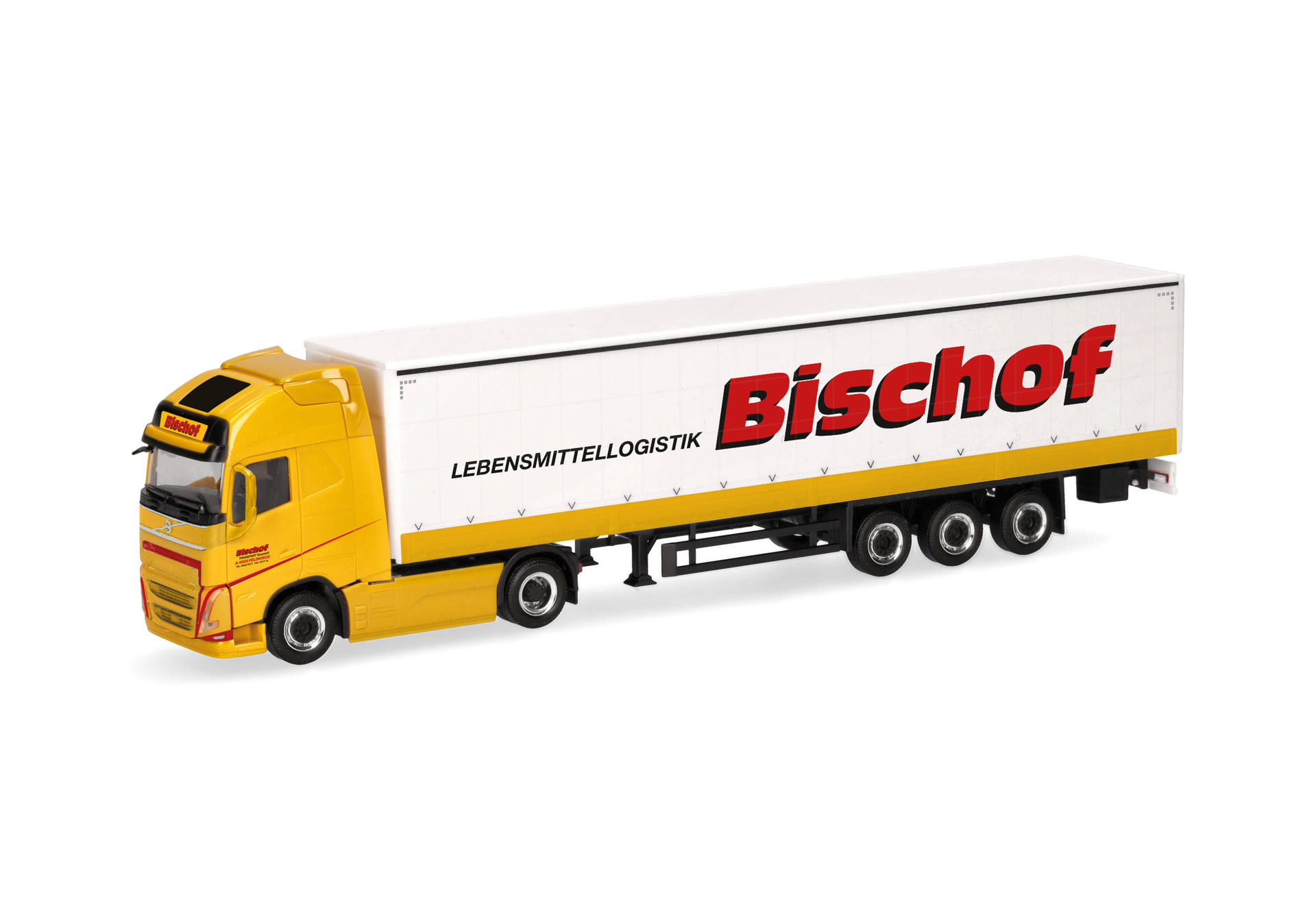 Volvo FH GL XL electric Gardinenplanen-Sattelzug mit Bordwänden "Bischof"