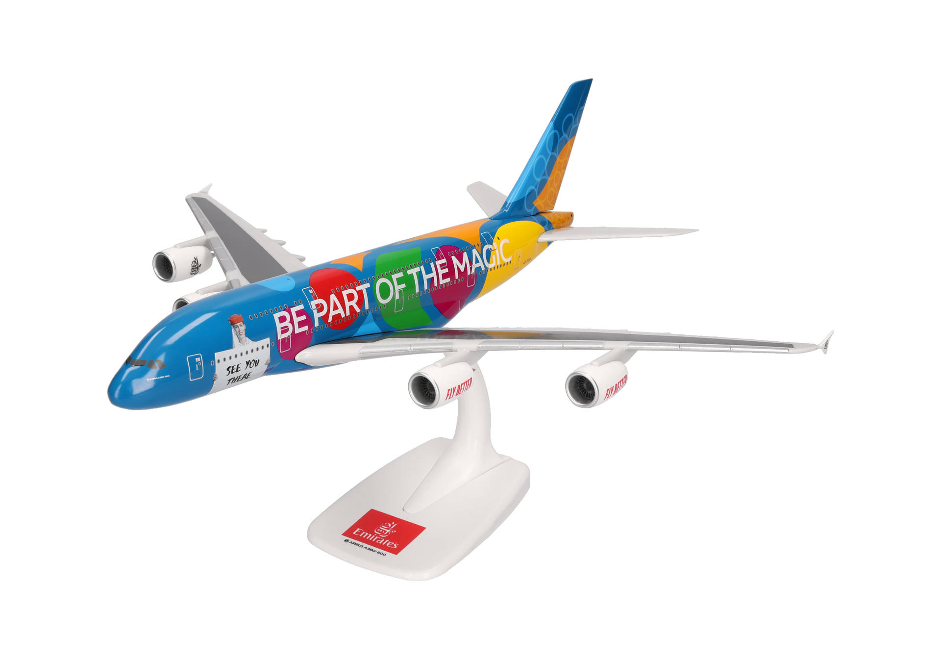 model airplane, toy plane, jet aircraft, colorful design, stand included