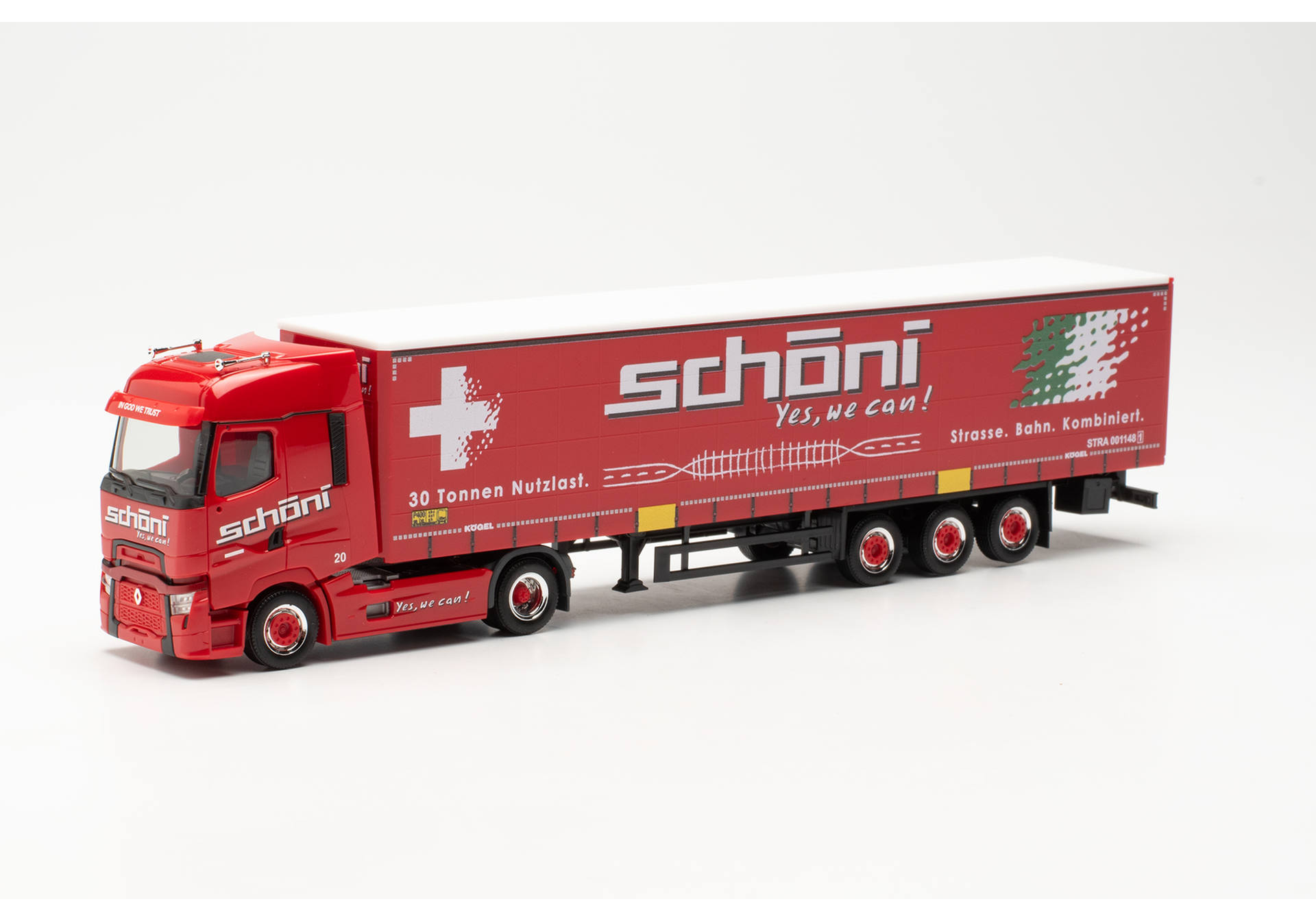 Renault T facelift Gardinenplanen-Sattelzug "Schöni International" (Schweiz/Rothrist)