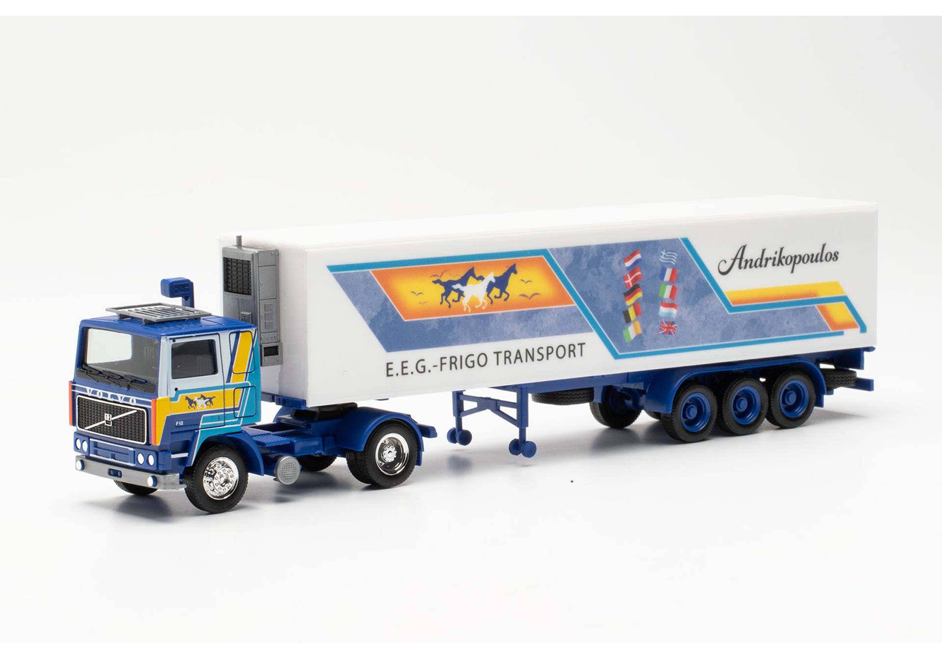 Volvo F12 refrigerated box semitrailer "Andrikopoulos E.E.G. Frigo" (Greece)
