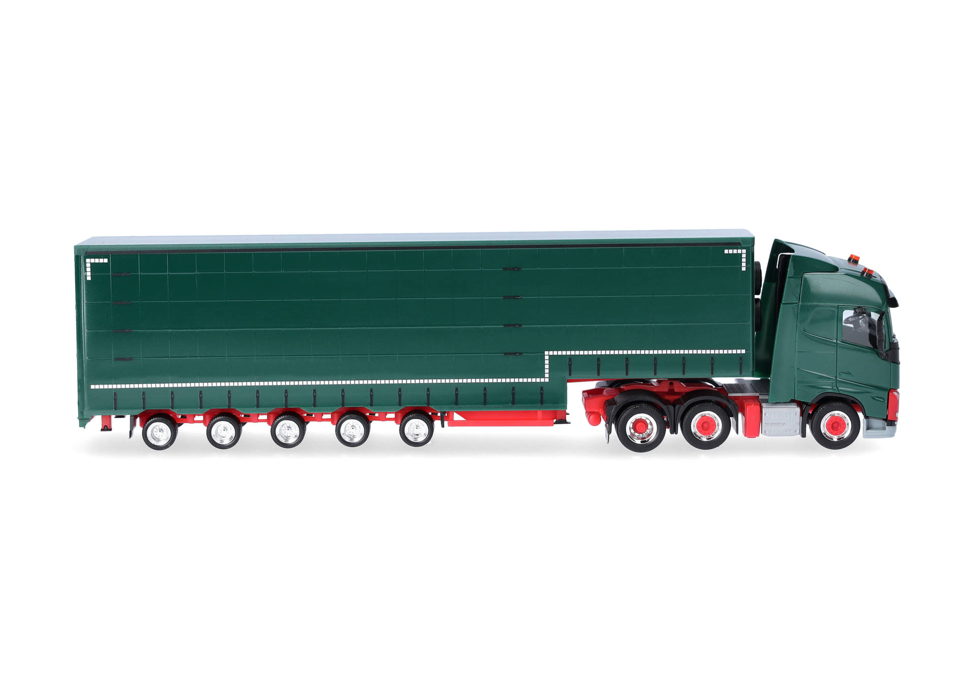 truck, semi-trailer, green, tractor-trailer, red chassis