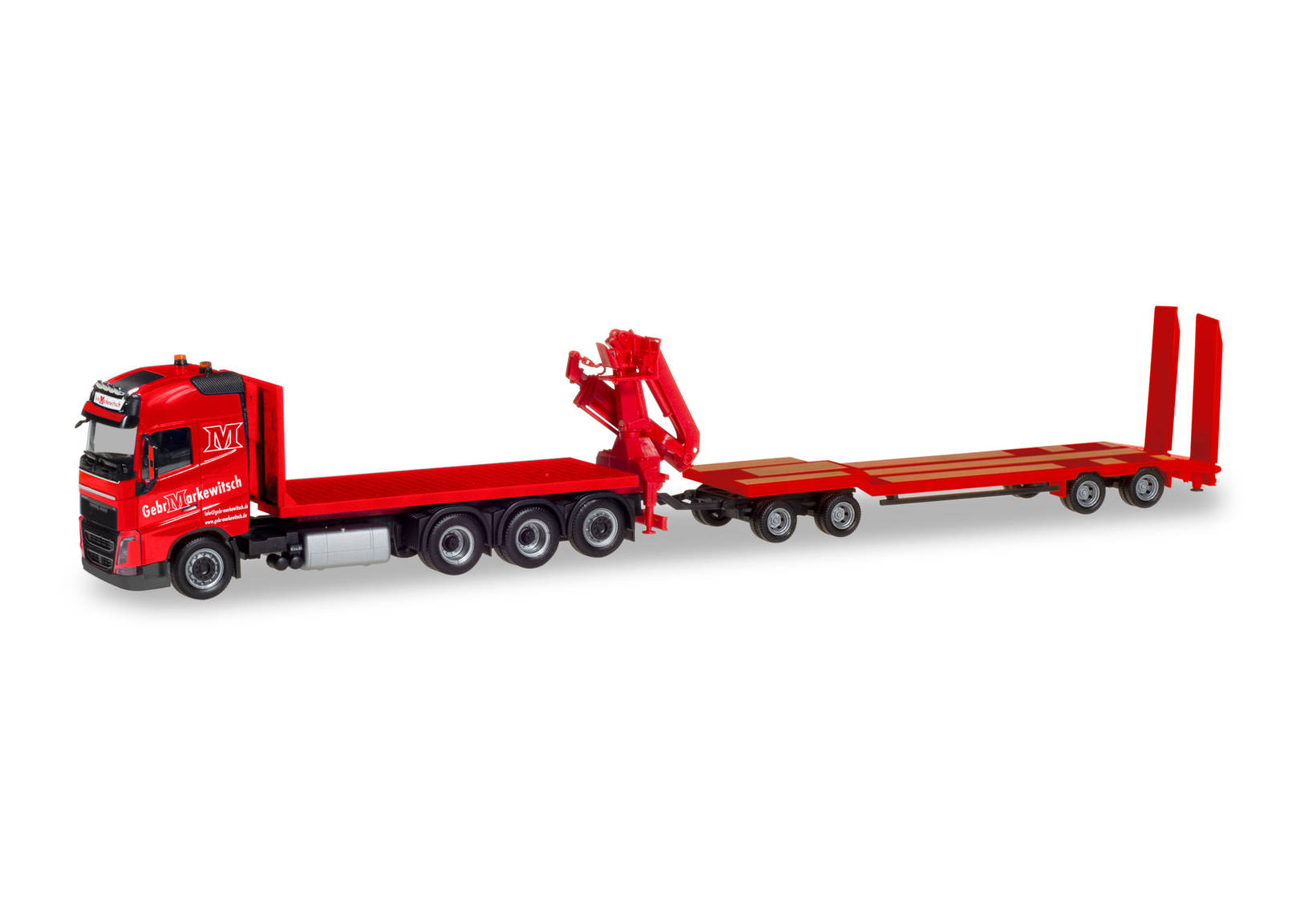 Volvo FH GL Flachbett-LKW mit Kran und Goldhofer TU4 "Gebrüder Markewitsch"