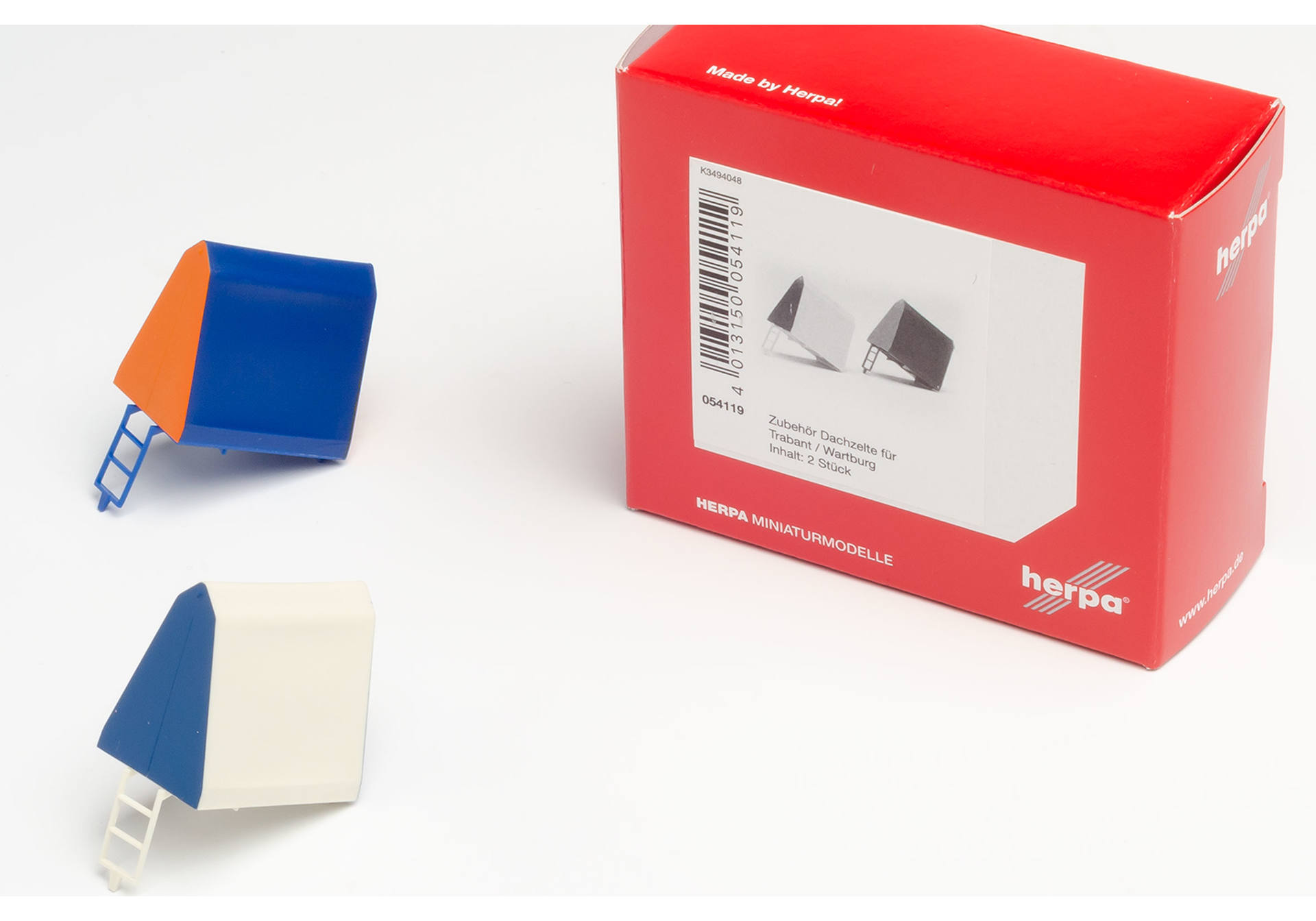 roof tent for Trabant/Wartburg, 2 pieces (orange/blue and white blue)