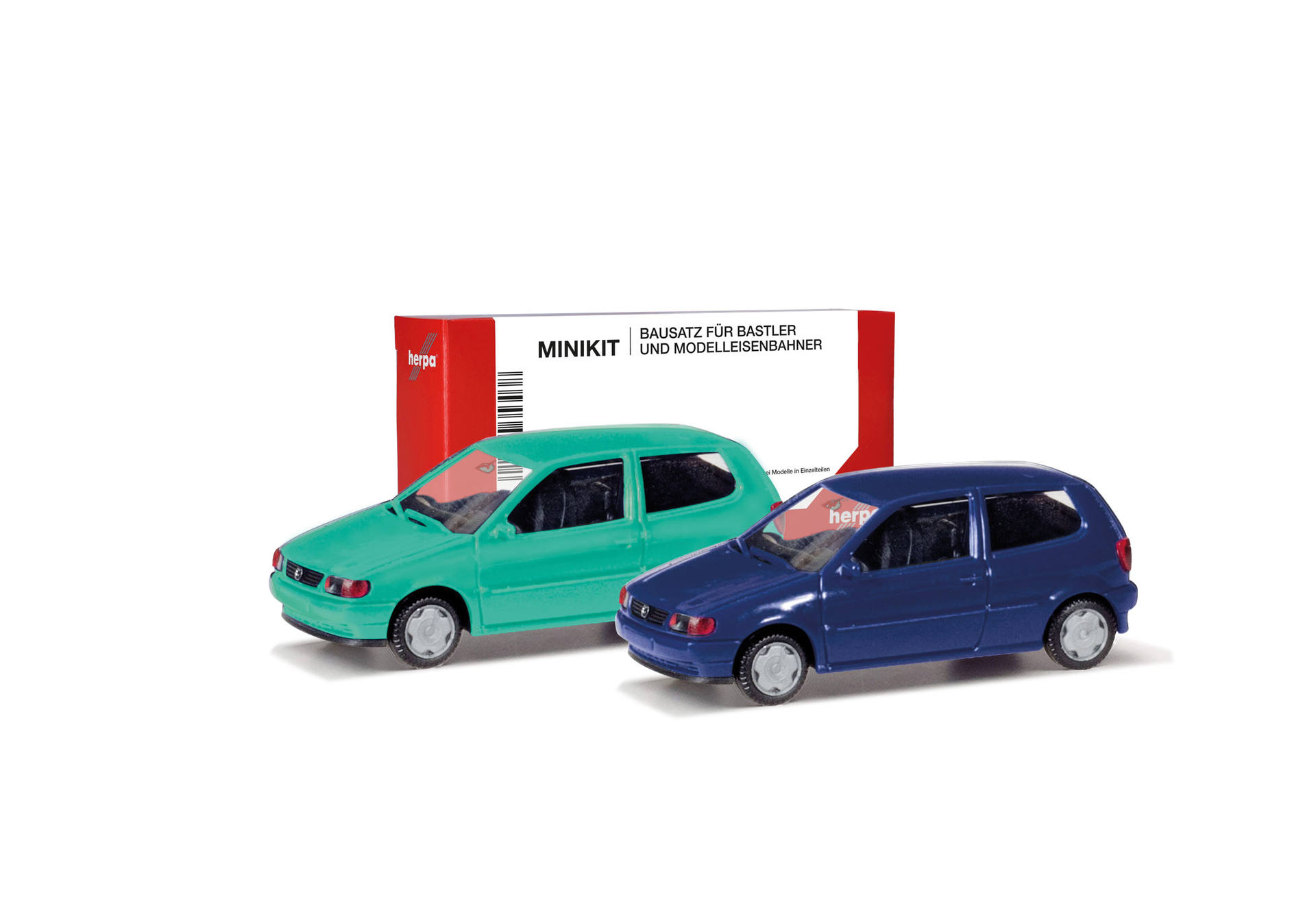 Herpa MiniKit: Volkswagen (VW) Polo 2-Türig, 2er-Set, Pistazie/Chagallblau