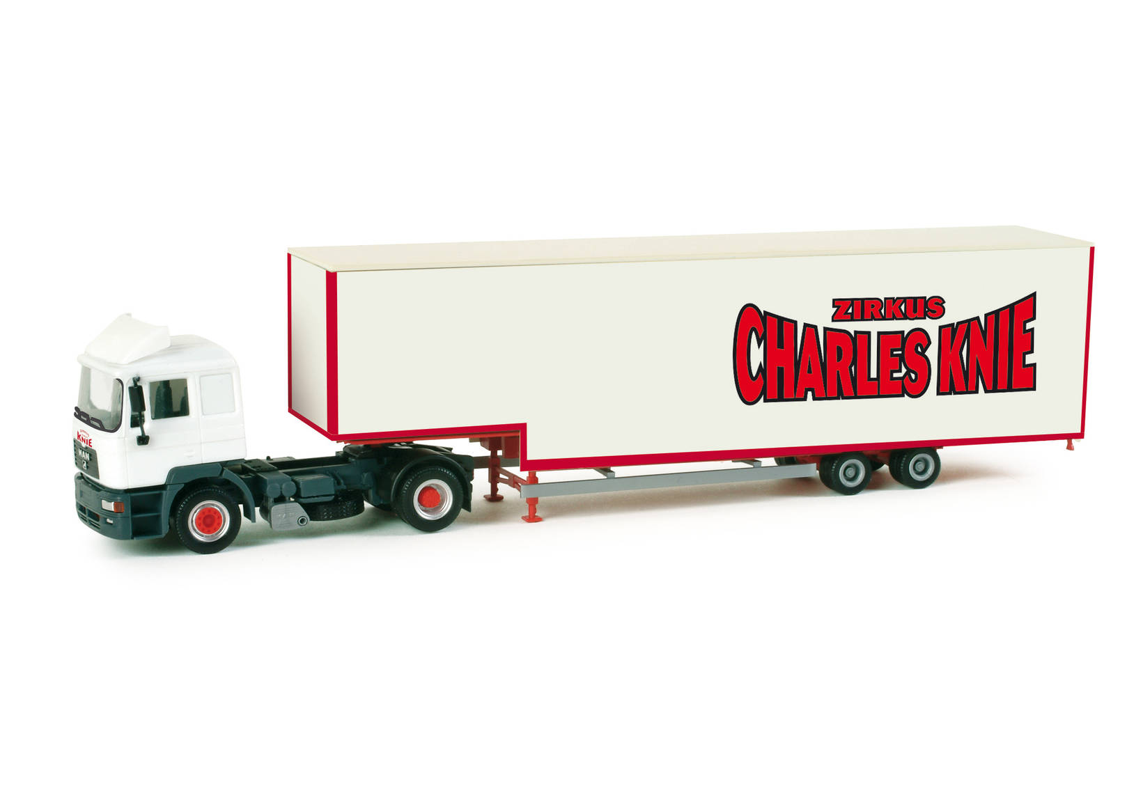 MAN F 2000 Evo jumbo box semitrailer "Zirkus Charles Knie"