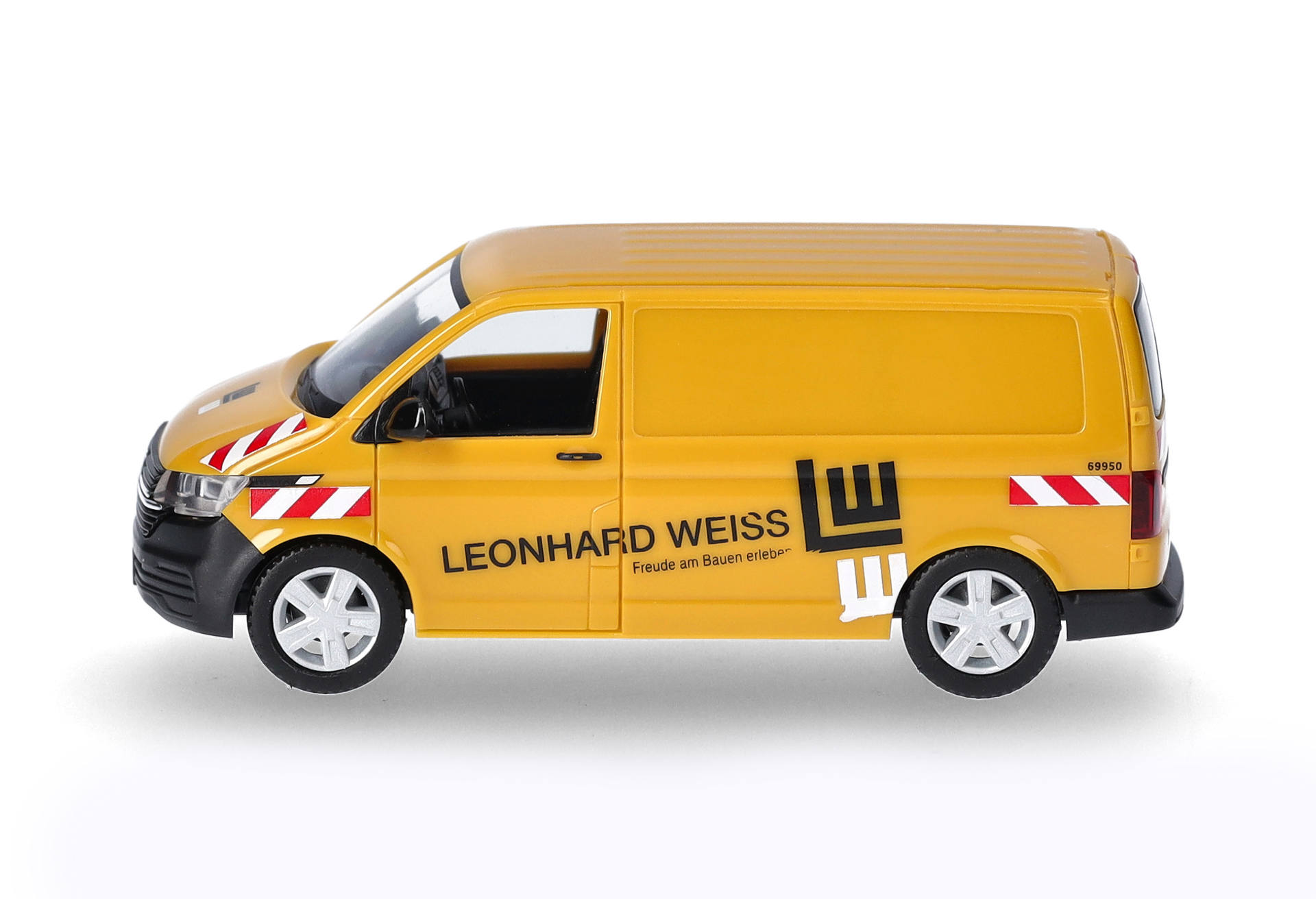 van, model car, yellow, logo text, side decals, van, yellow, model vehicle, construction, die-ccast