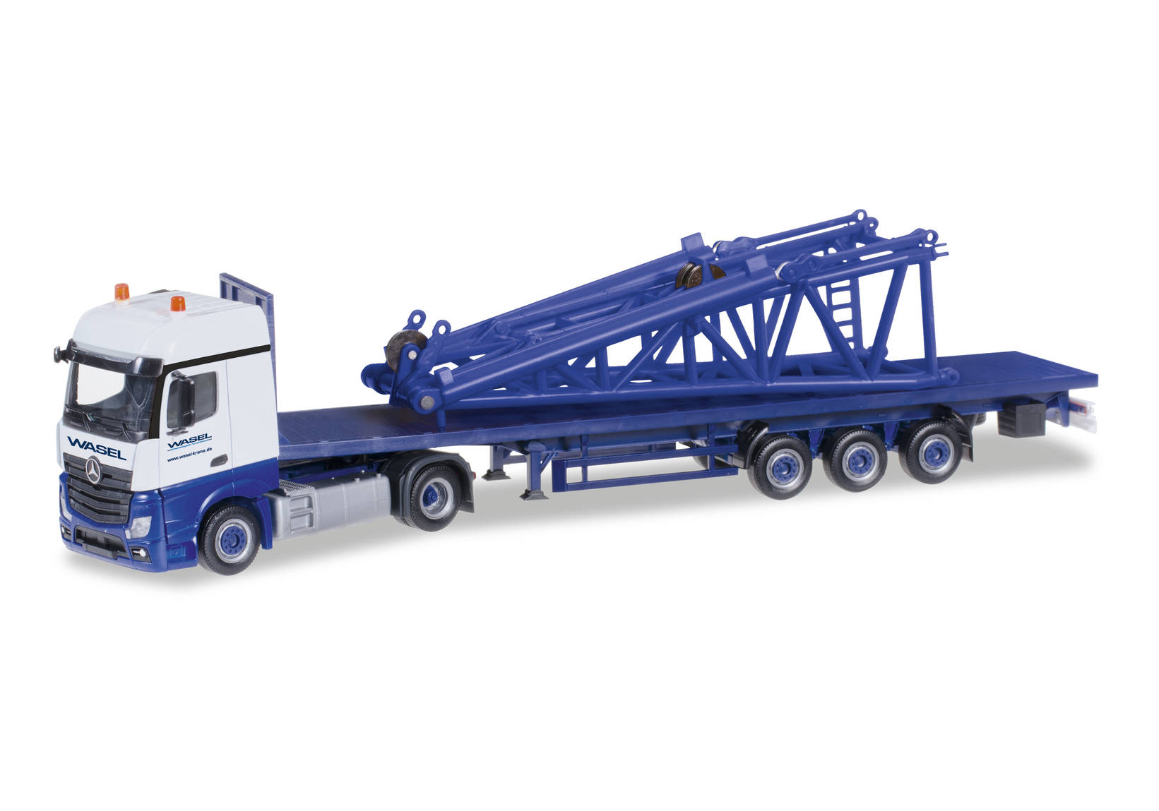 Mercedes-Benz Actros Bigspace flatbed semitrailer with head section "Wasel"