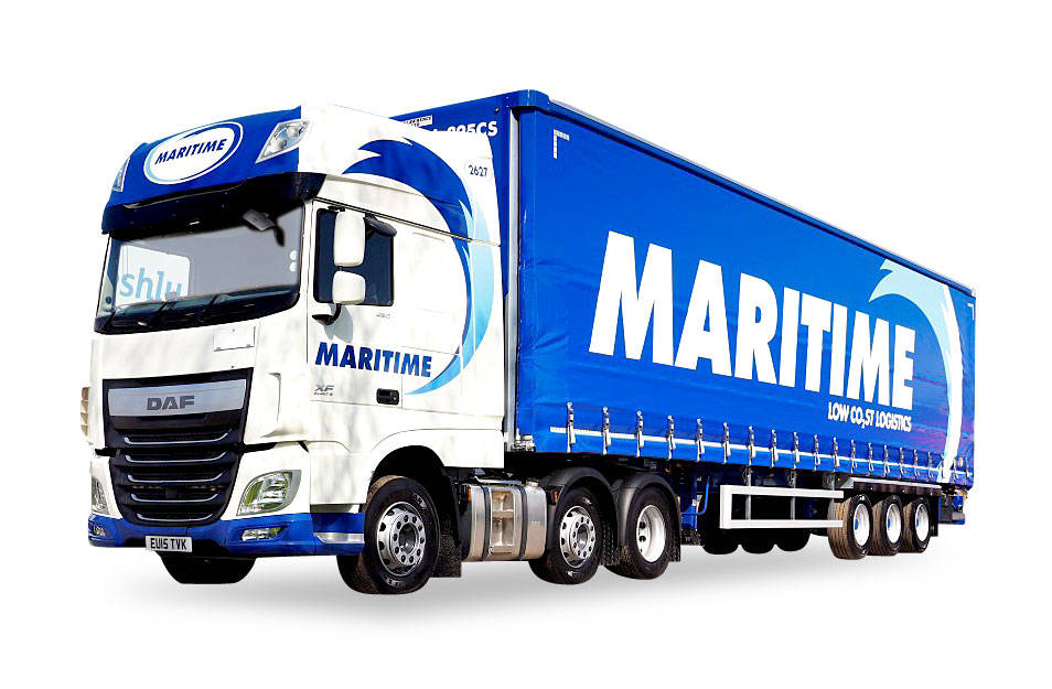 DAF XF 106 SSC 6x2 curtain canvas semitrailer "Maritime"