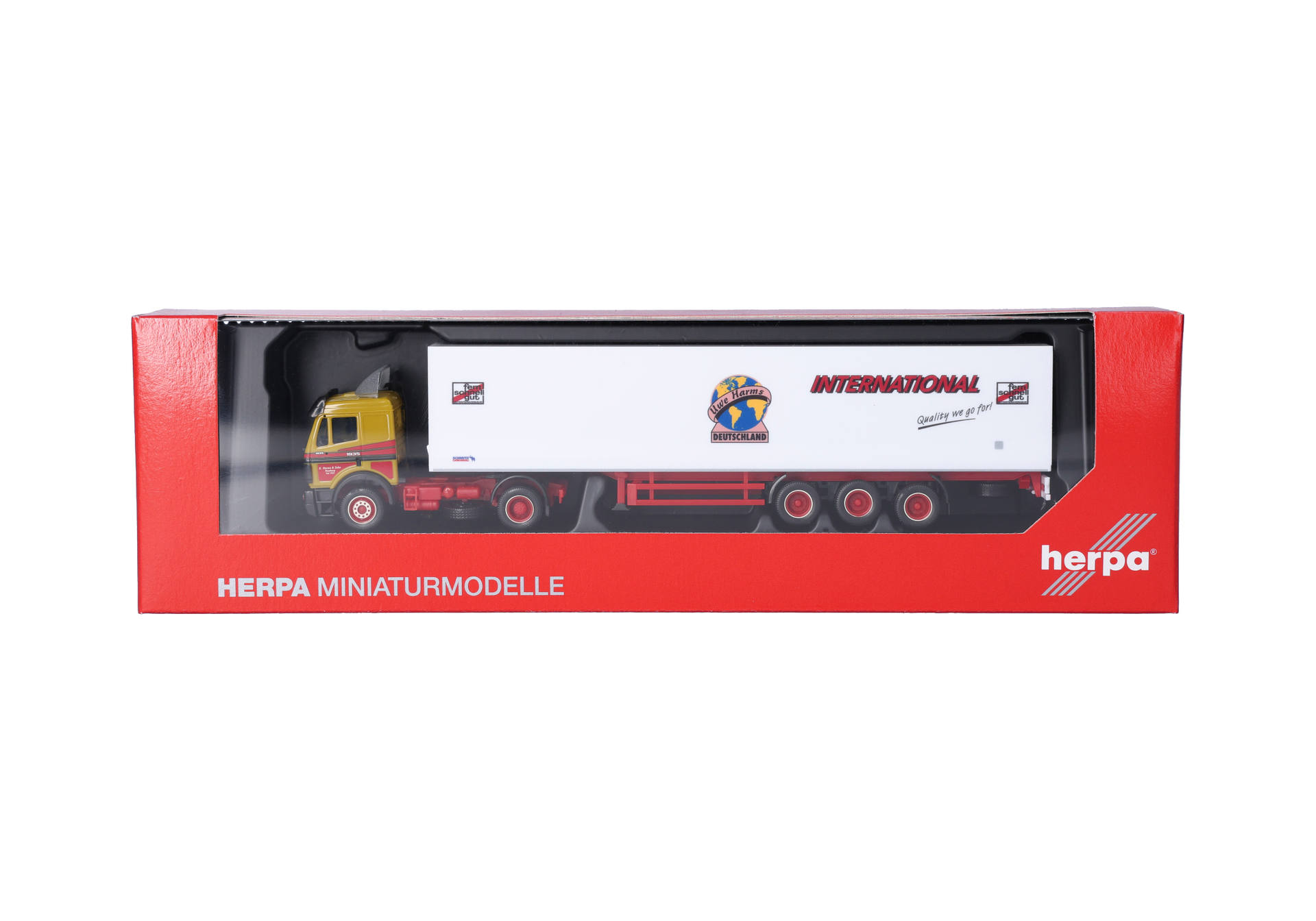 diecast, truck, semi-trailer, red packaging, model truck