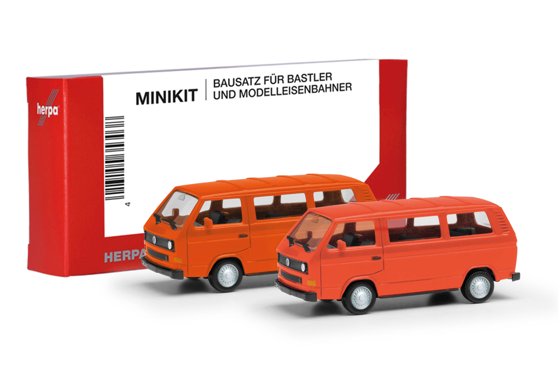 Herpa MiniKit Volkswagen (VW) T3 van, bright red and orange, 2 pieces