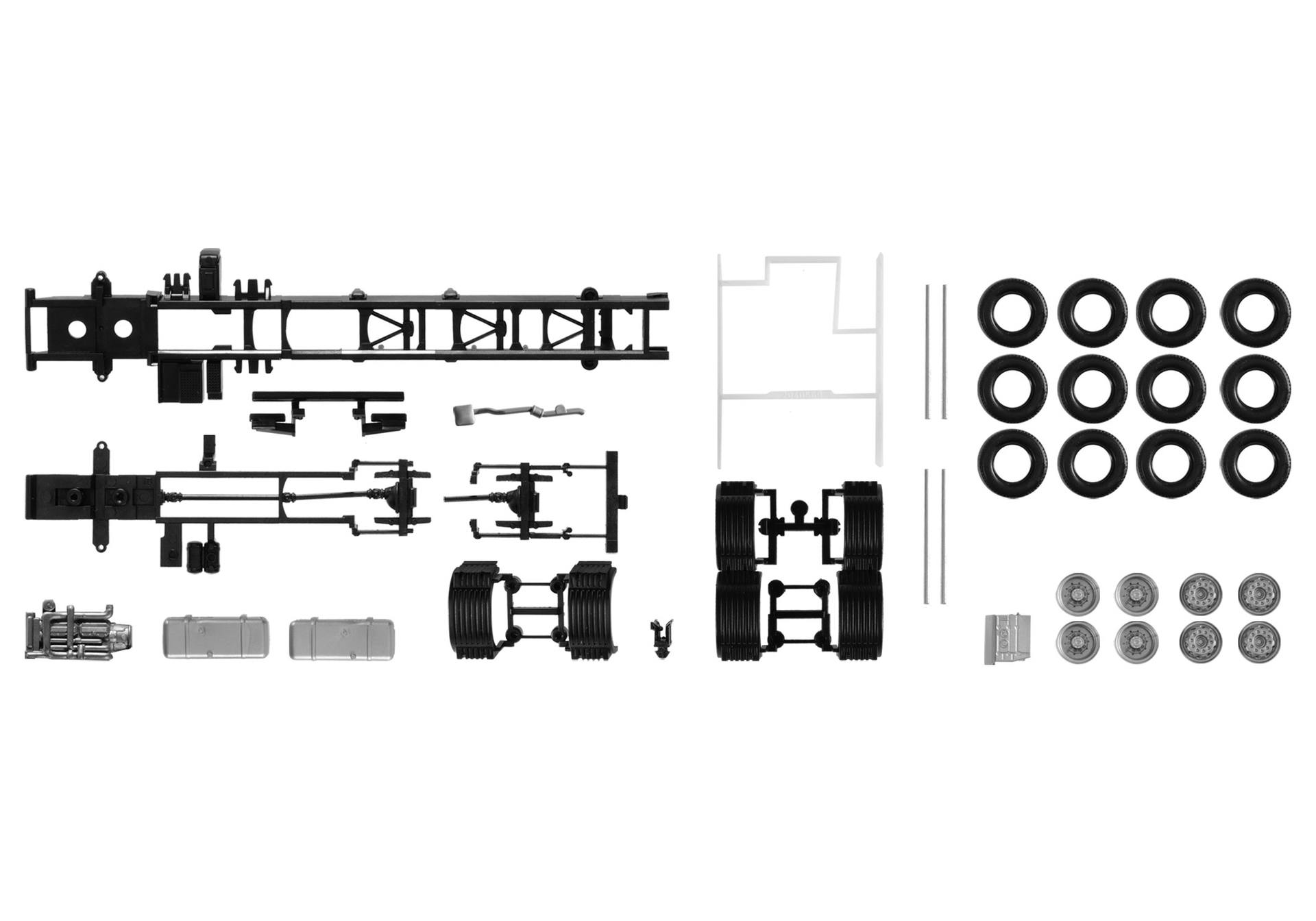 Chassis Volvo 4-axle truck with side skirting, content: 2 pieces