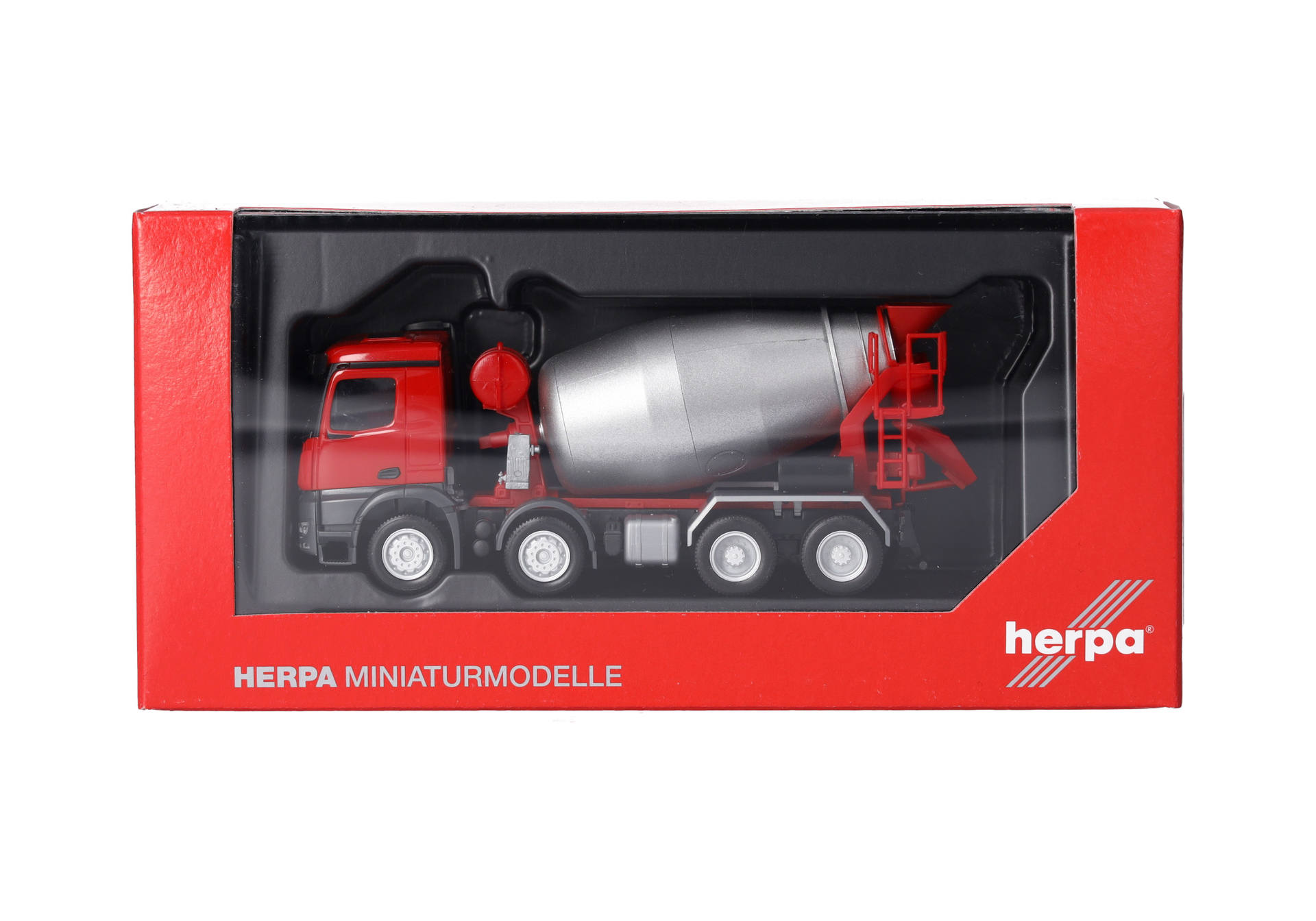 Mercedes-Benz Arocs M concrete mixer truck, 4axles, red and silver