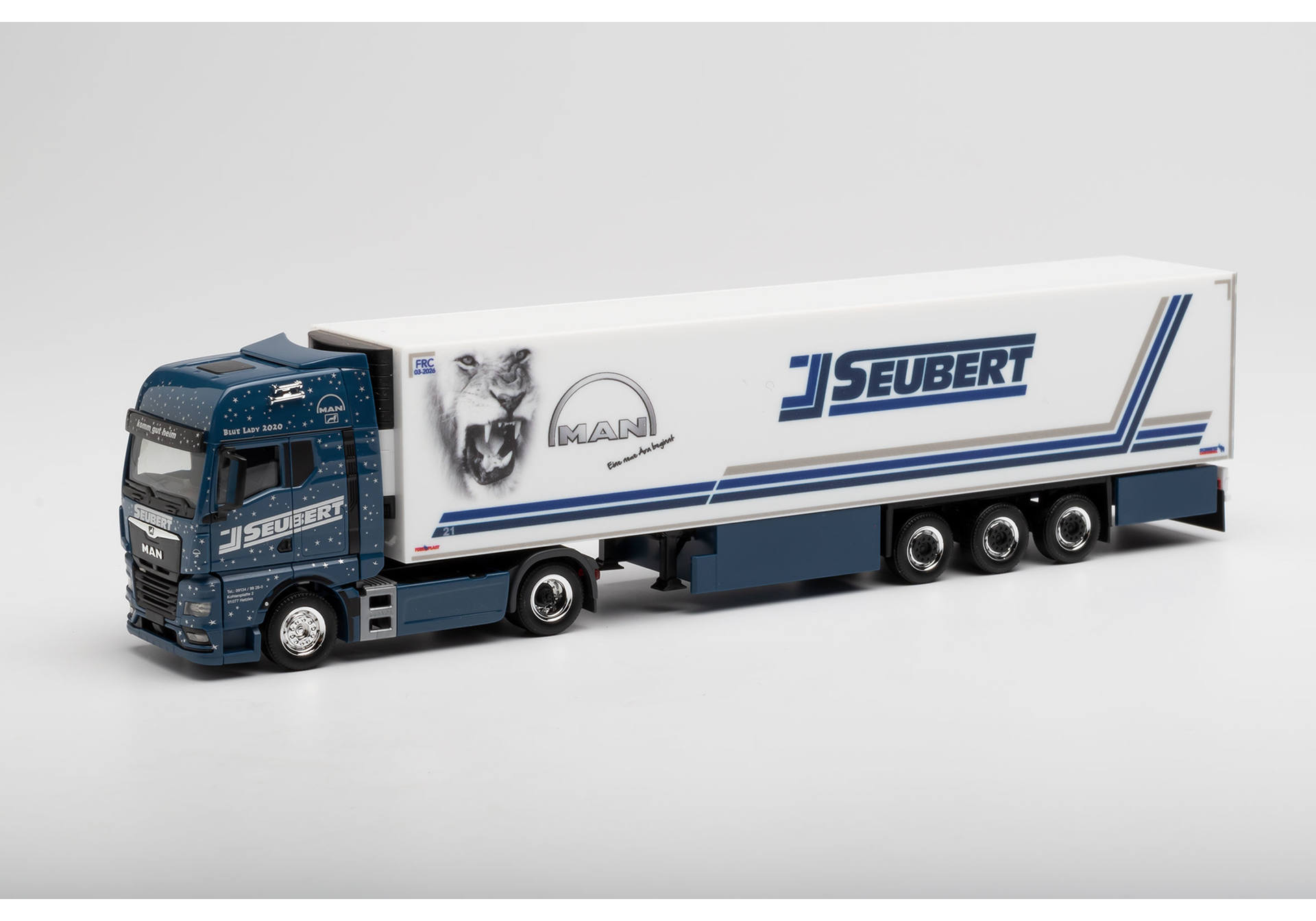 MAN TGX GX refrigerated box semitrailer „Seubert / Blue Lady 2020“
