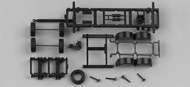 Chassis for trailer tandem 7.45m for swap body, with clutch for truck. Content: 2 pcs.