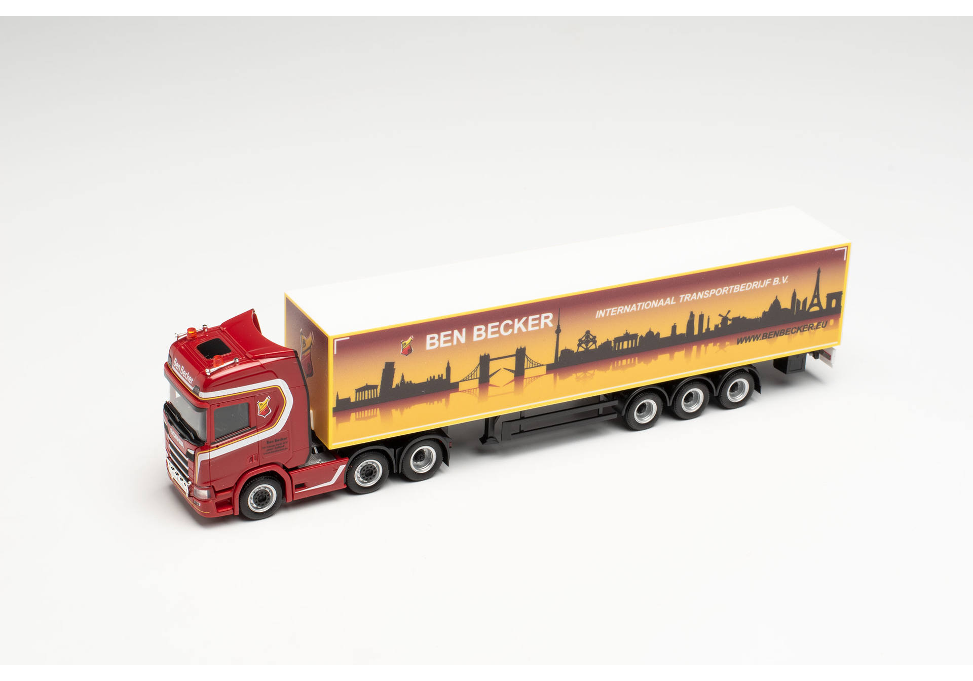 Scania CR 20 high roof 6×2 box semitrailer "Ben Becker"