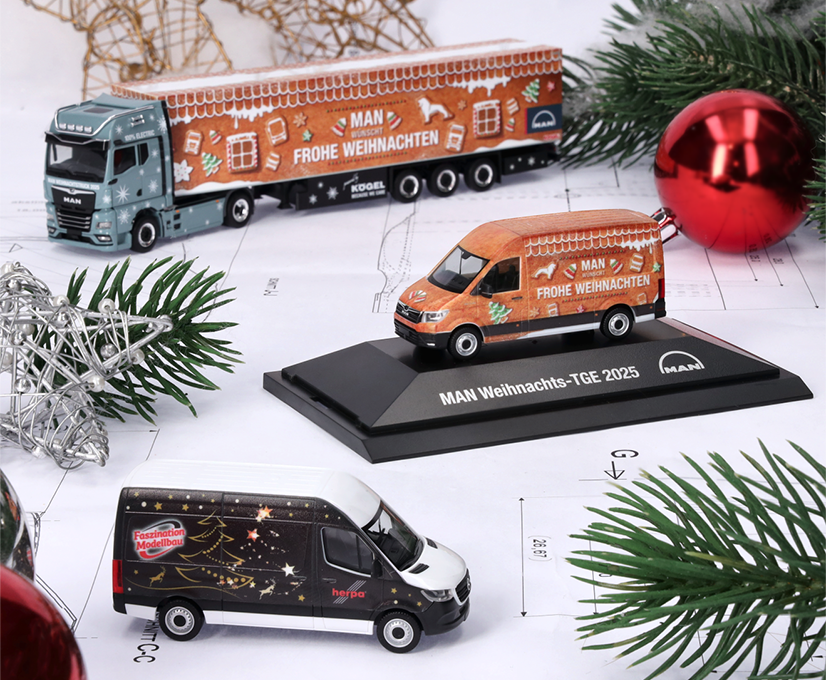 model truck, die-cast, van, christmas, decorative