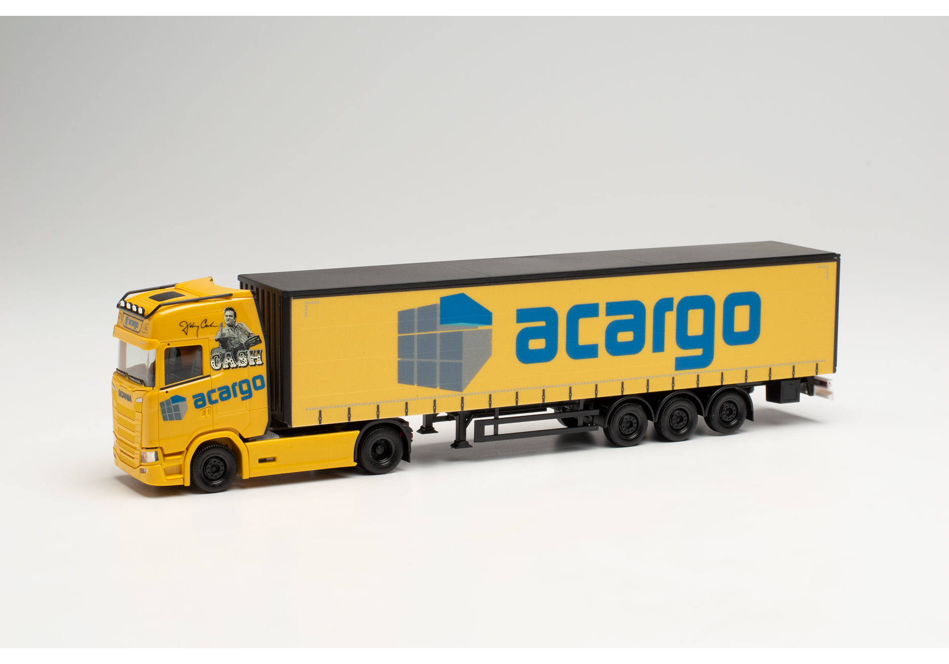 Scania CS 20 HD Gardinenplanen-Sattelzug „acargo / Johnny Cash“