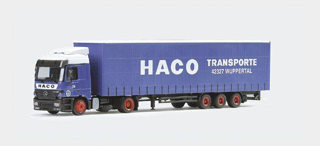Mercedes-Benz Actros L lowliner curtain canvas semitrailer "HACO"