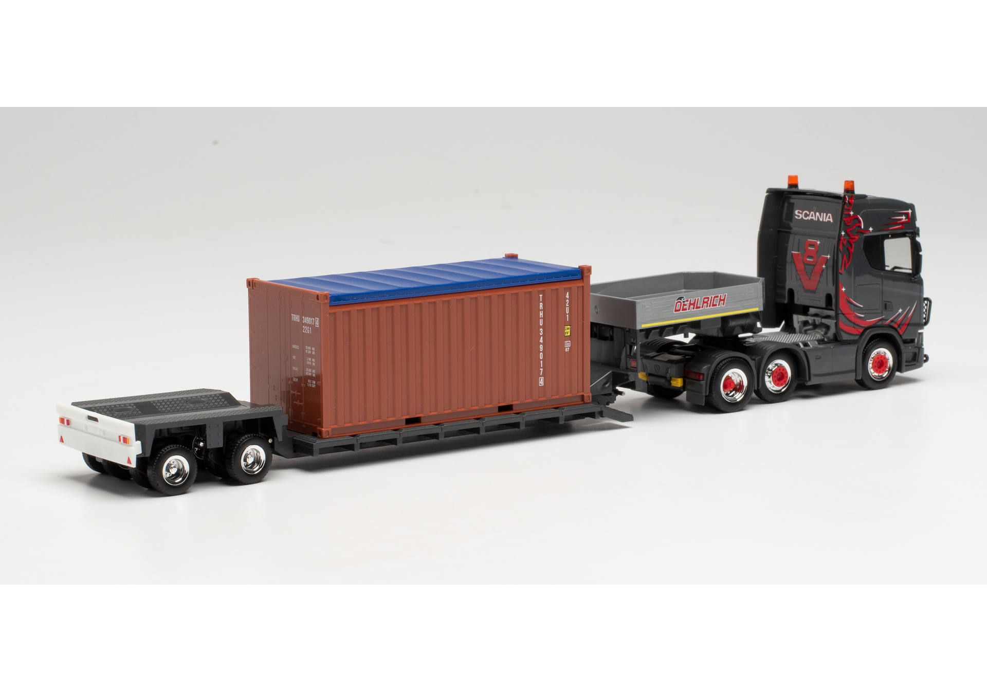 Scania CS 20 HD 6x2 Tieflade-Sattelzug mit Container „Oehlrich“