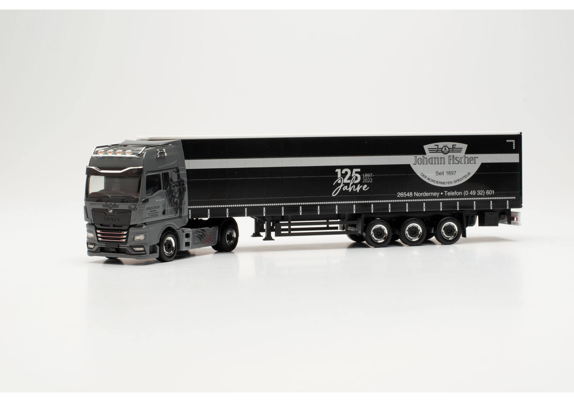 MAN TGX GX individual curtain canvas semi truck "Fischer"