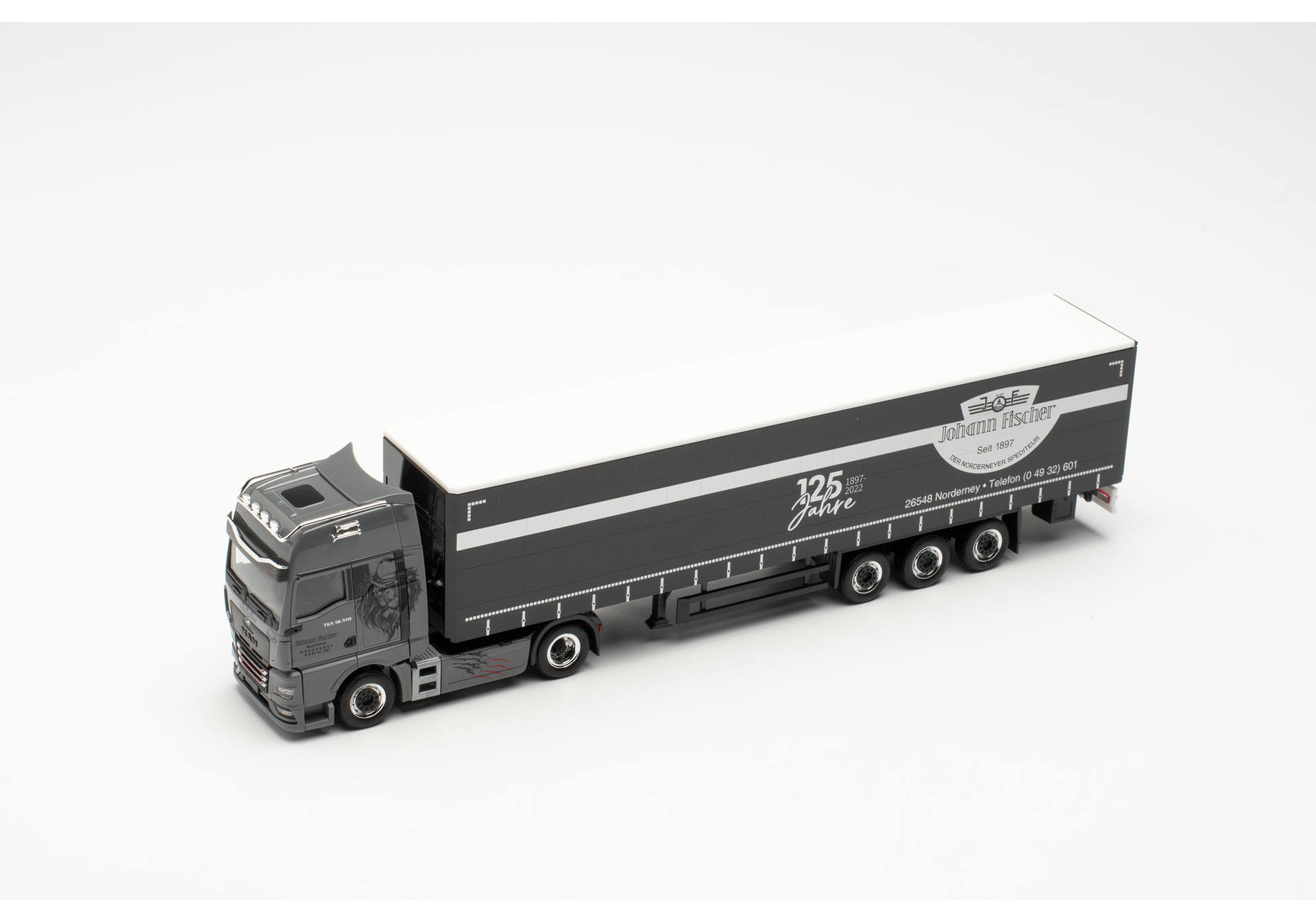 MAN TGX GX individual curtain canvas semi truck "Fischer"