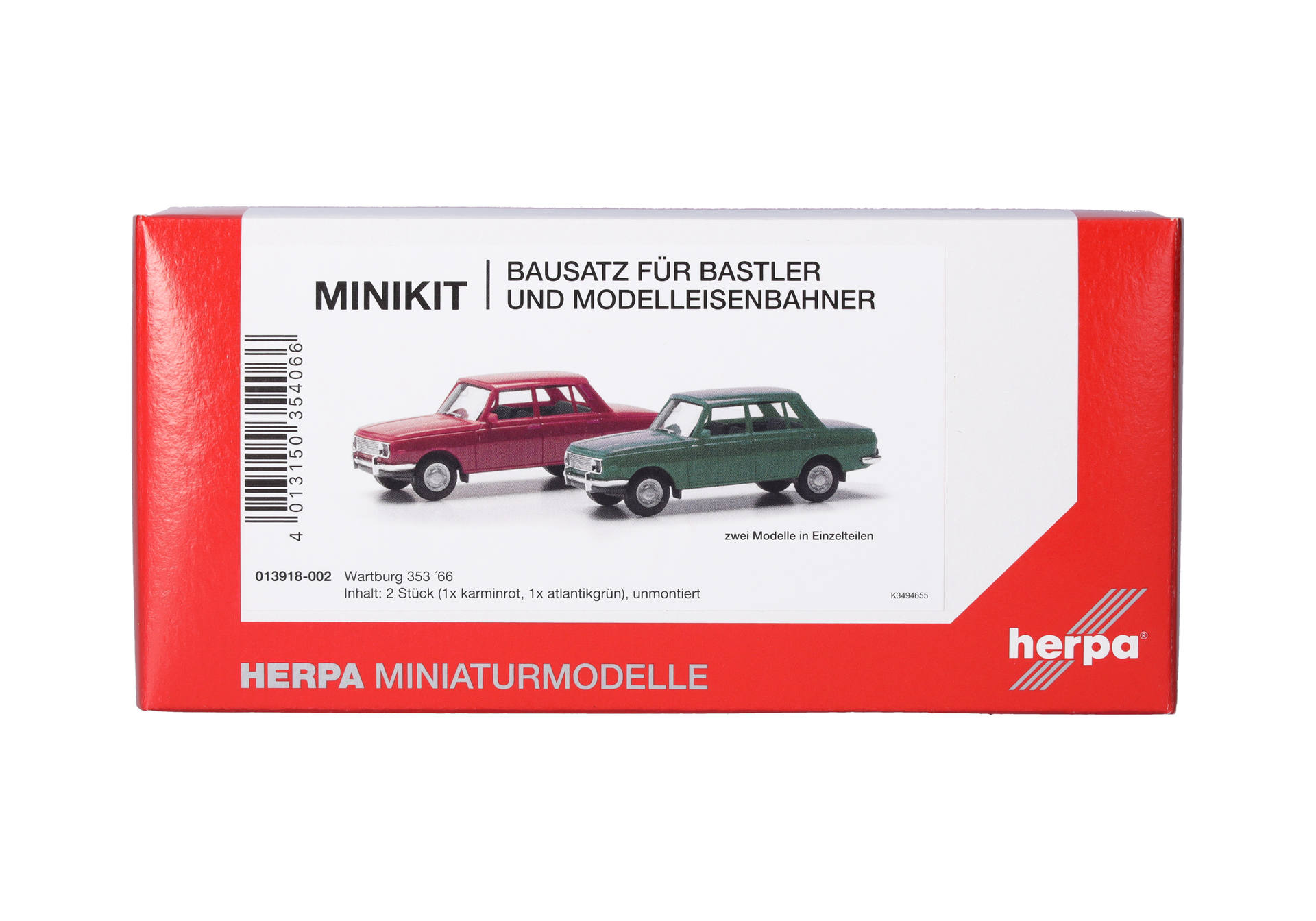 Herpa MiniKit: Wartburg 353 '66, set of 2, carmine red/atlantic green