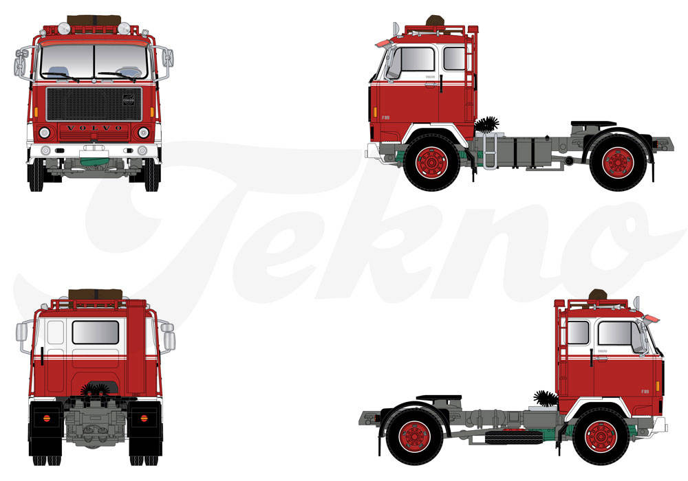 Volvo F89 4x2 Zugmaschine, rot/weiß
